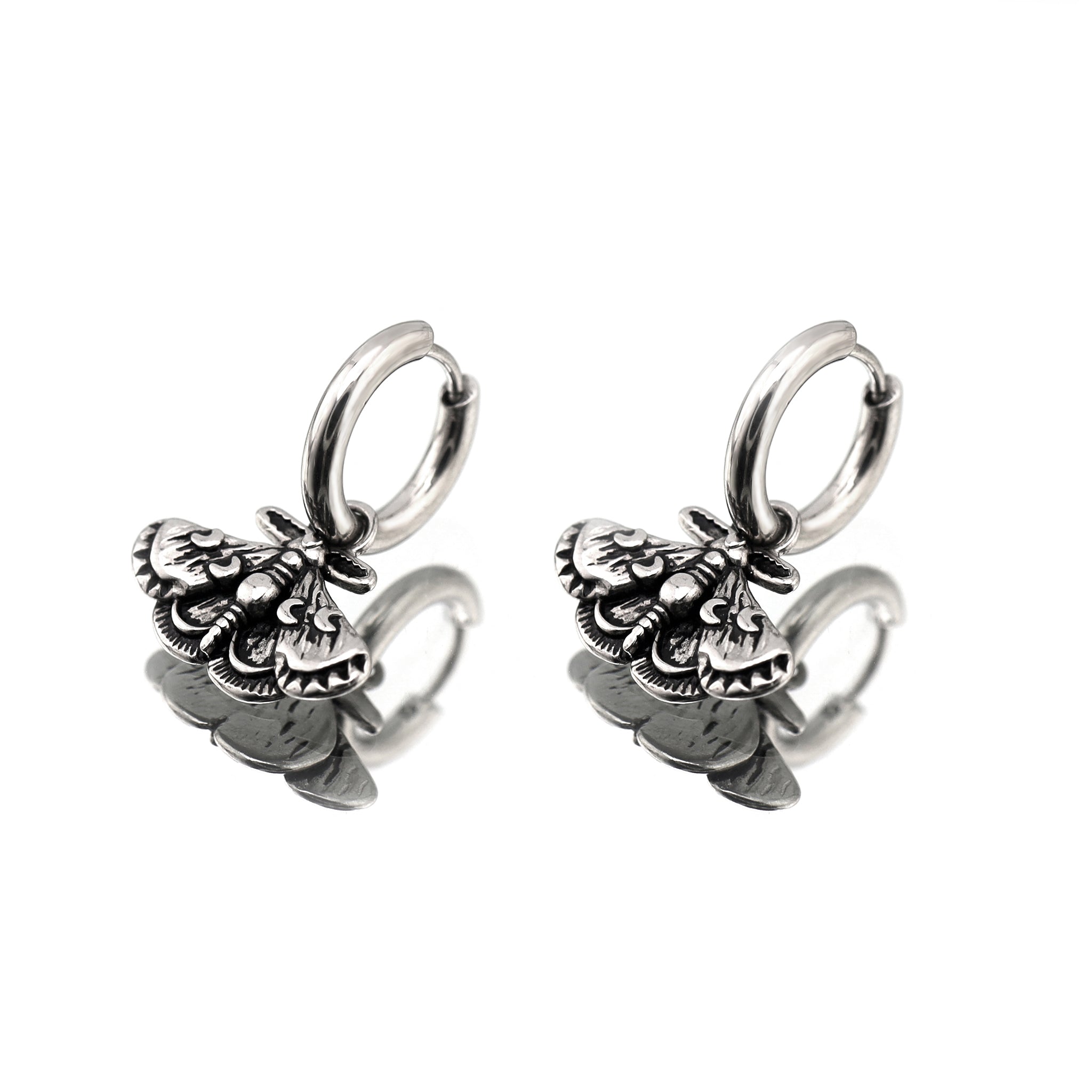Gothic Moth Insect Pendant tainless steel Earrings ph1