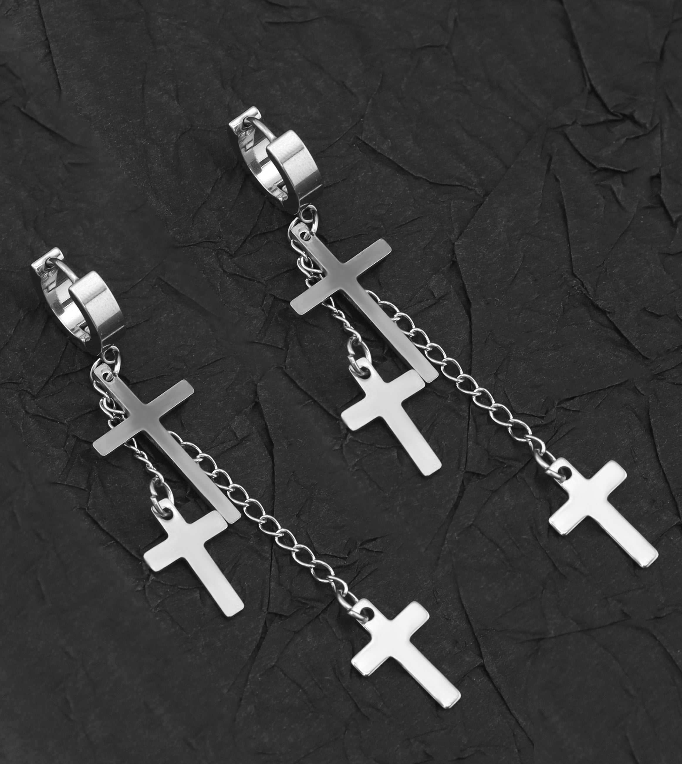 Cross Drop Chain stainless steel Earring ph1