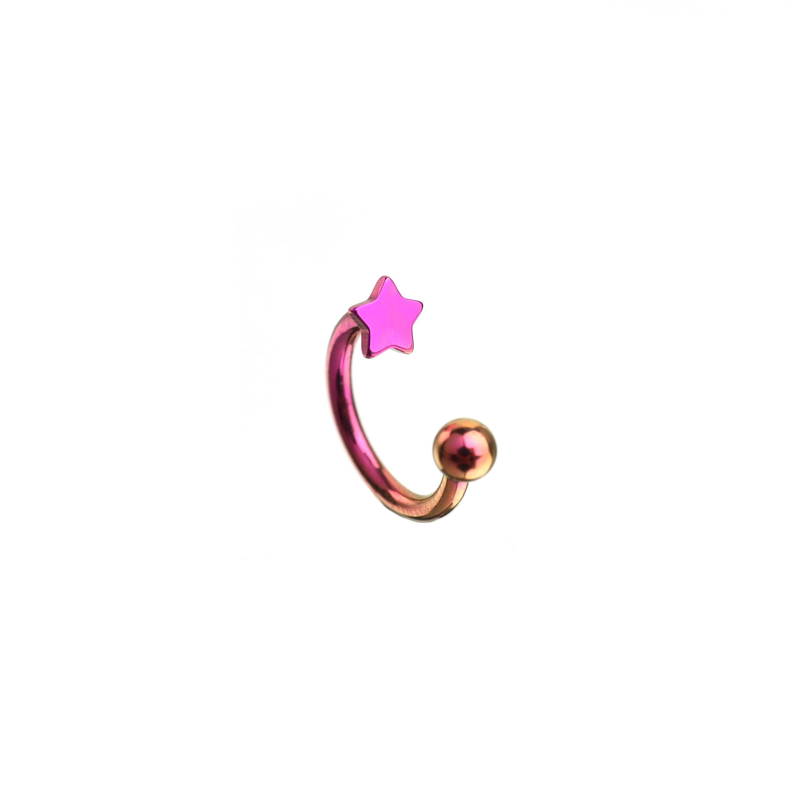 16G Star Titanium Internally Threaded Horseshoe Ring