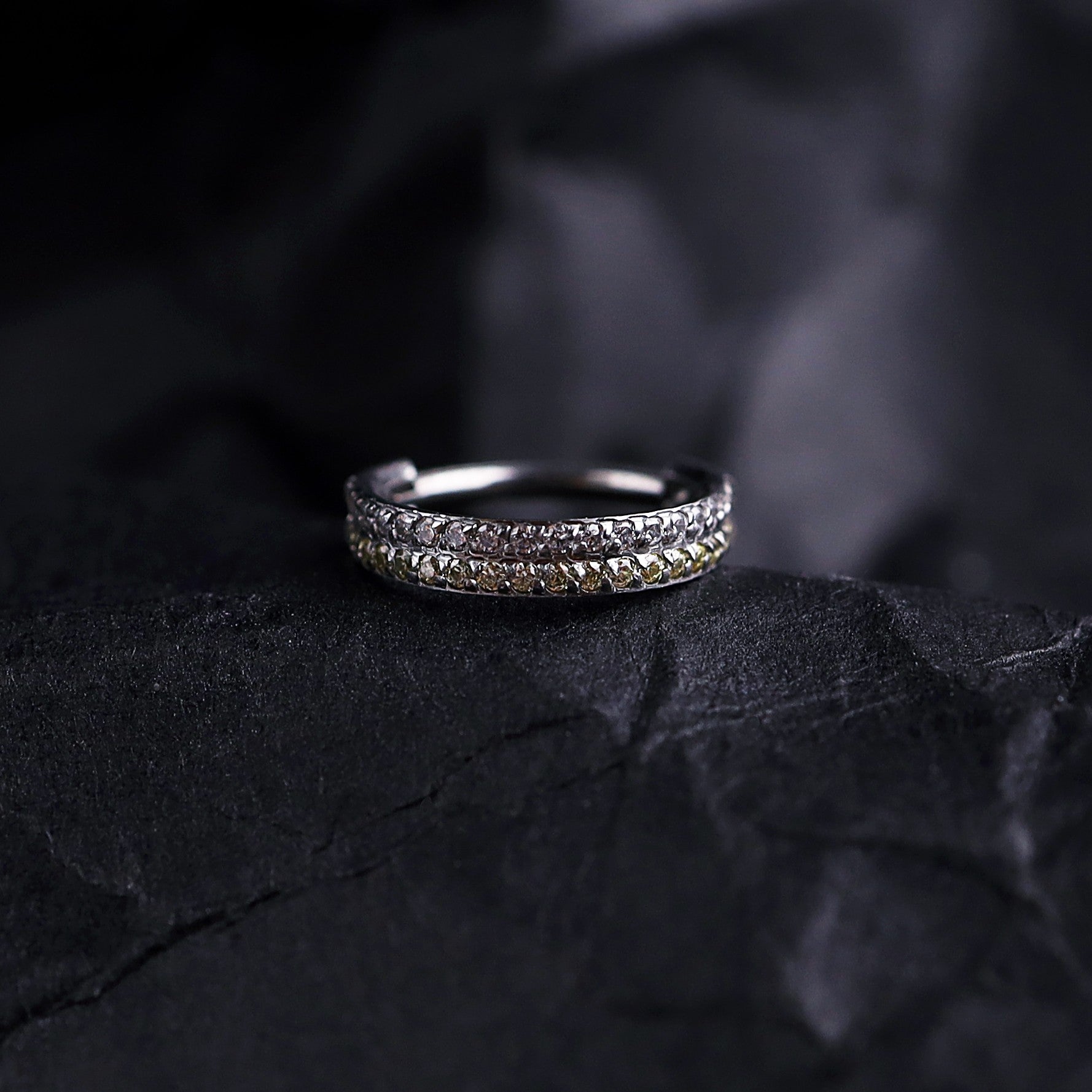 16G Double Layer CZ Titanium Segment Hoop