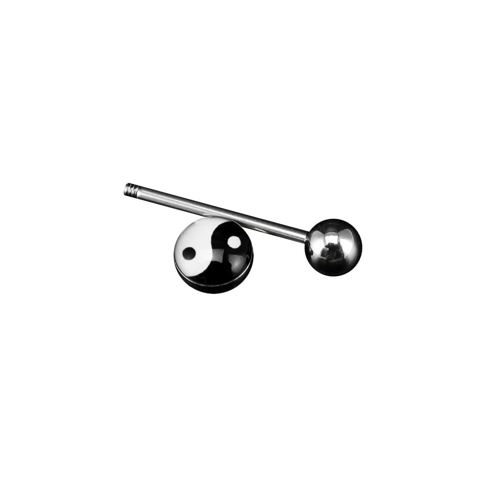 Resin Yin Yang Symbol Tongue Stud