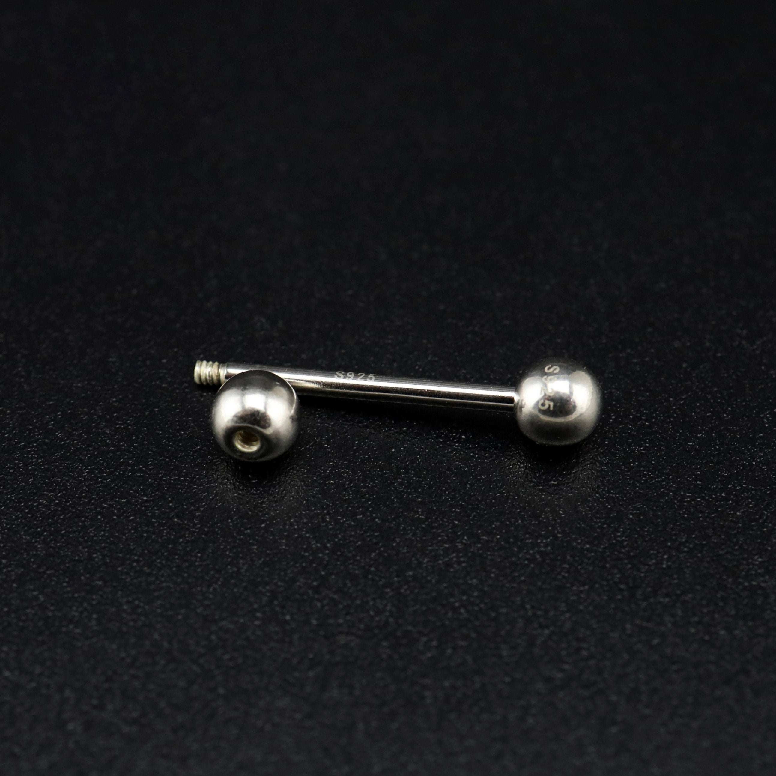 Classic externally threaded S925 Sterling Silver barbell studs