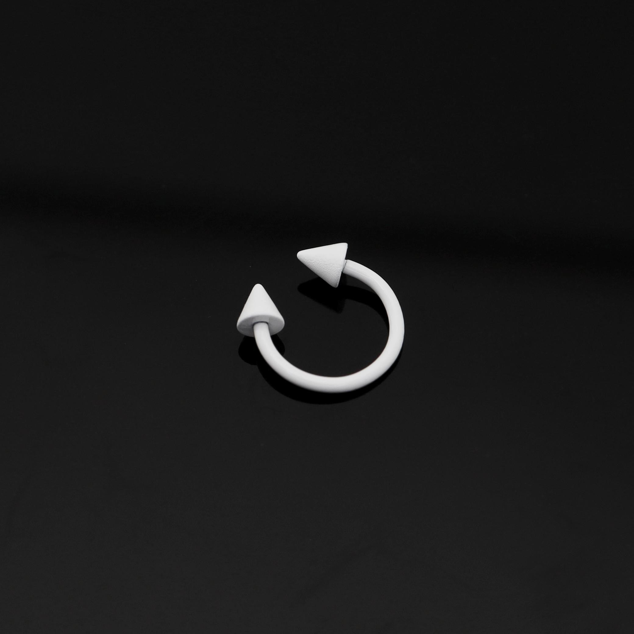Pure White Tapered Orb Metal Horseshoe Ring