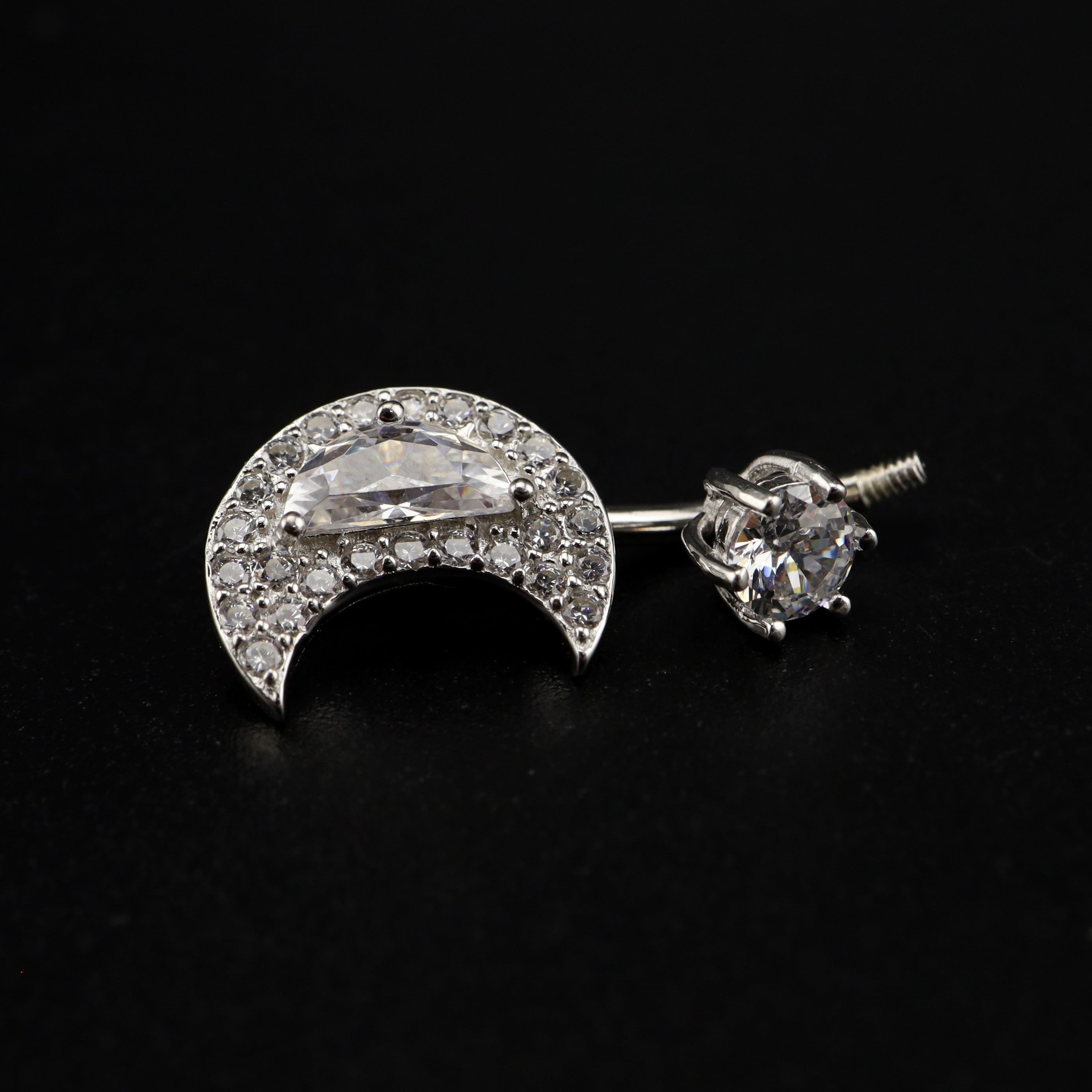 Moon CZ S925 Sterling Silver Belly Ring