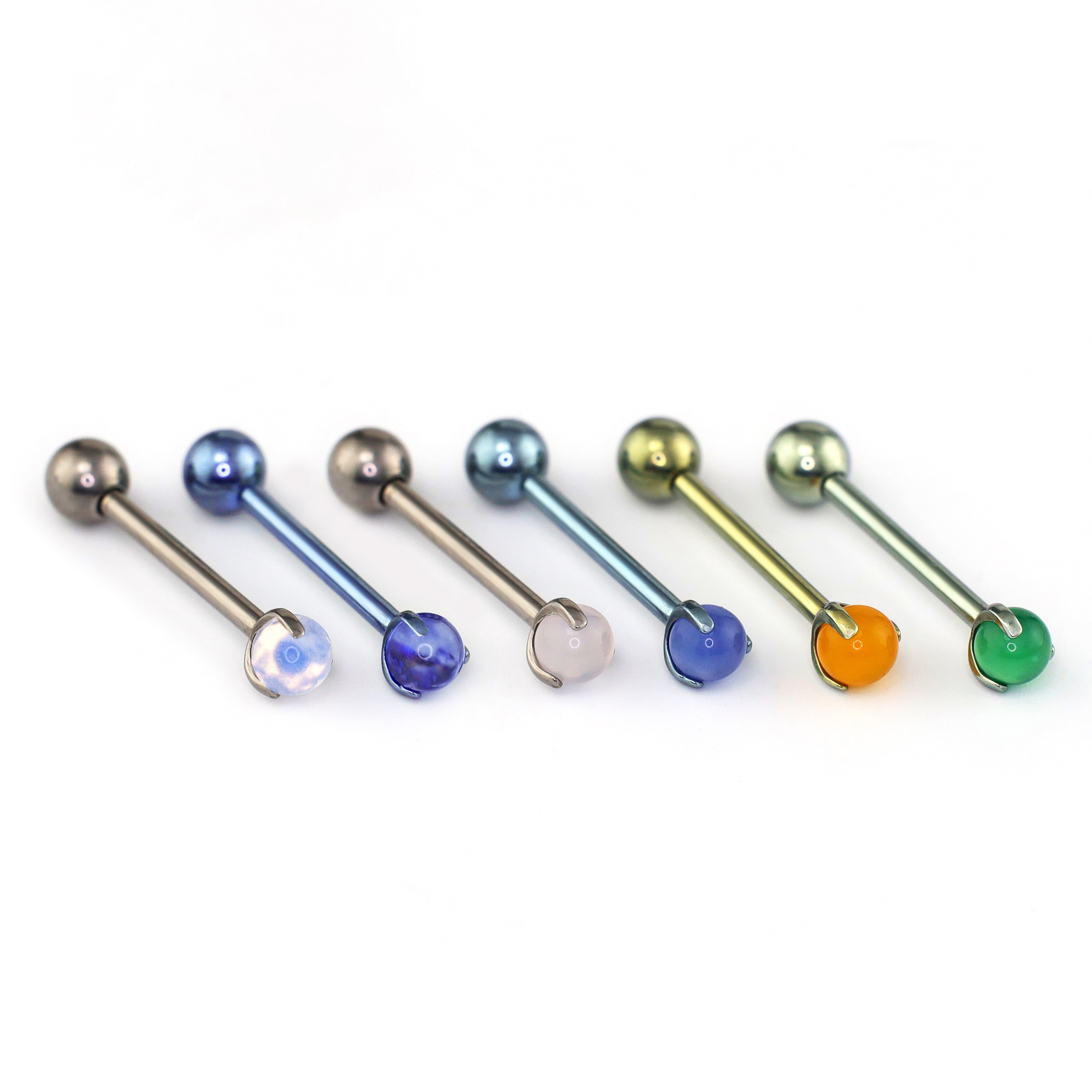 Agate Ball internally threaded Titanium barbell stud