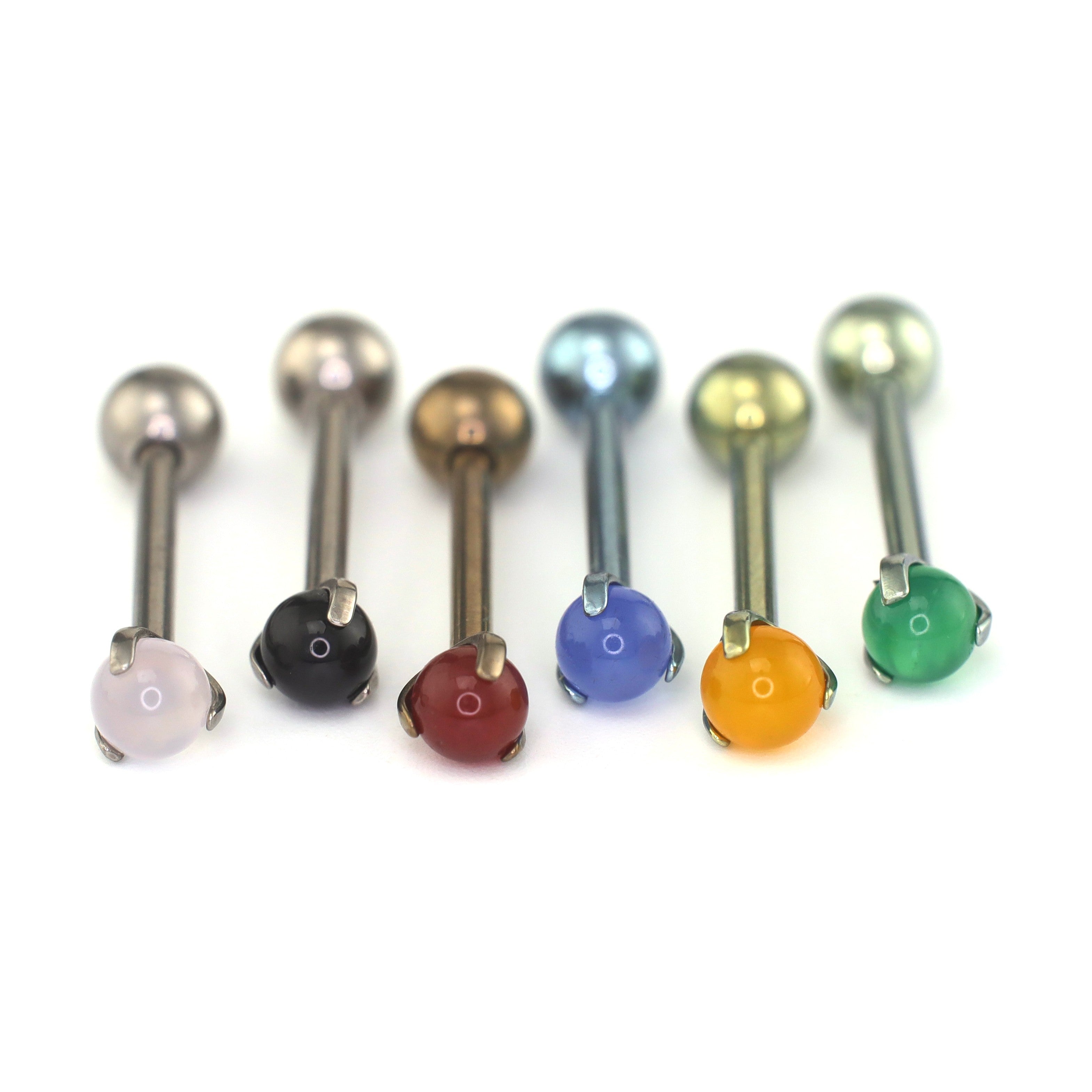 Agate Ball internally threaded Titanium barbell stud
