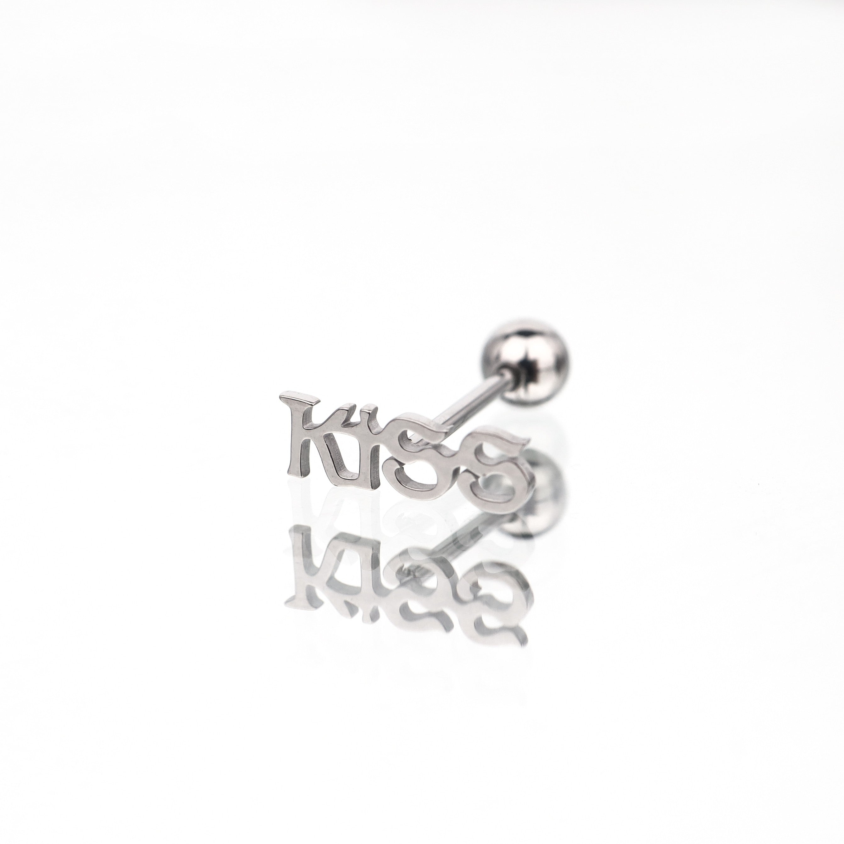 "KISS" Text Stainless Steel Tongue Stud