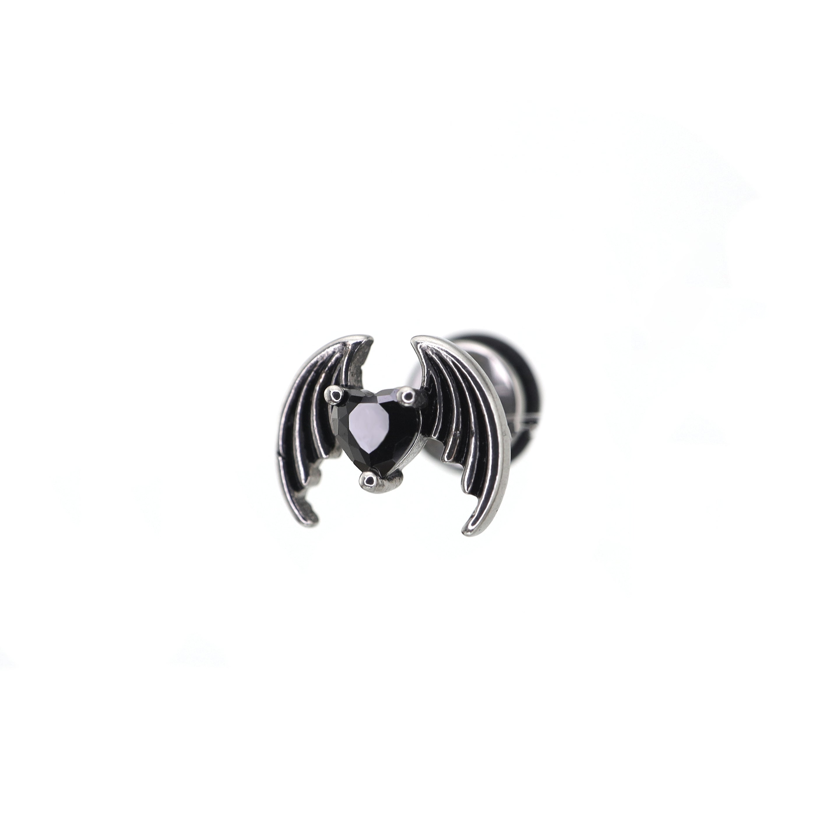 Bat Black CZ stainless steel Ear Stud