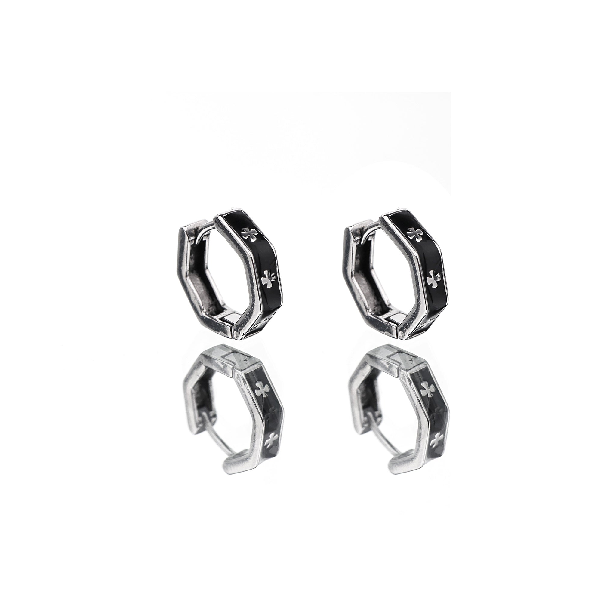 オイルスリッククロスステンレススチールイヤリング