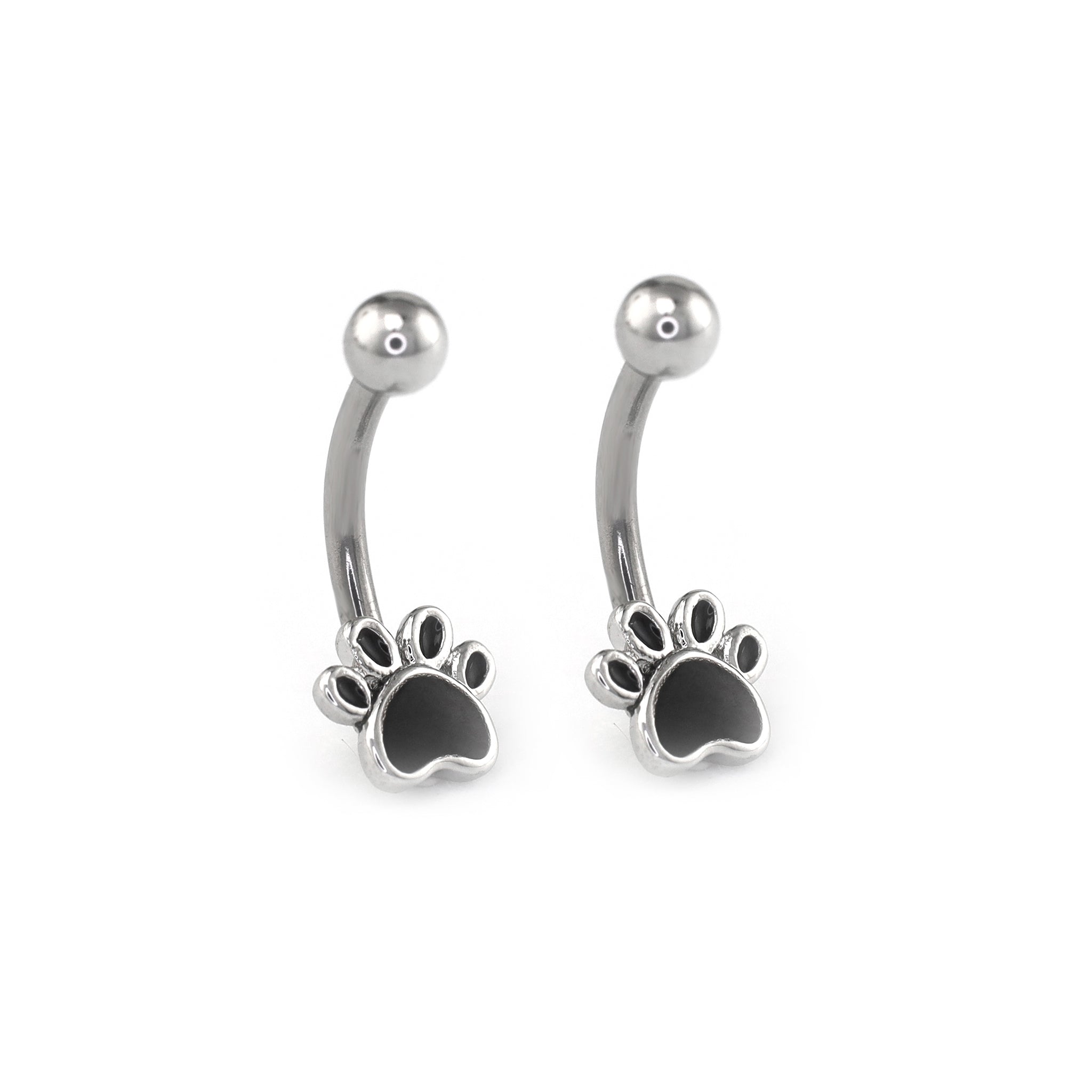 Black Epoxy Cat Paw Stainless Steel Rook Jewelry
