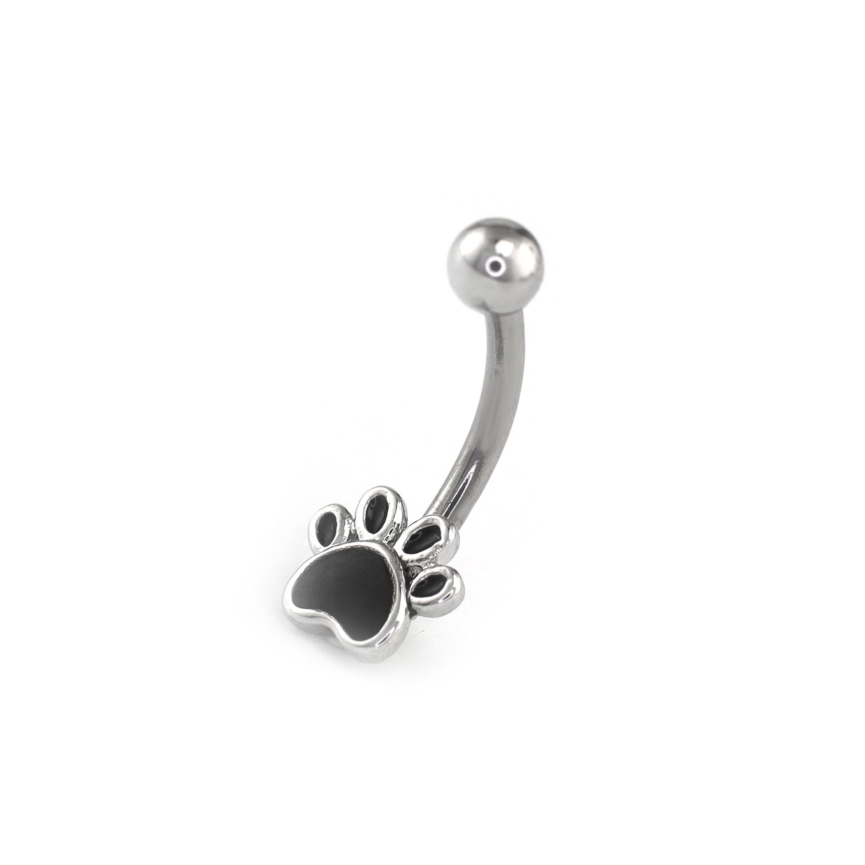 Black Epoxy Cat Paw Stainless Steel Rook Jewelry