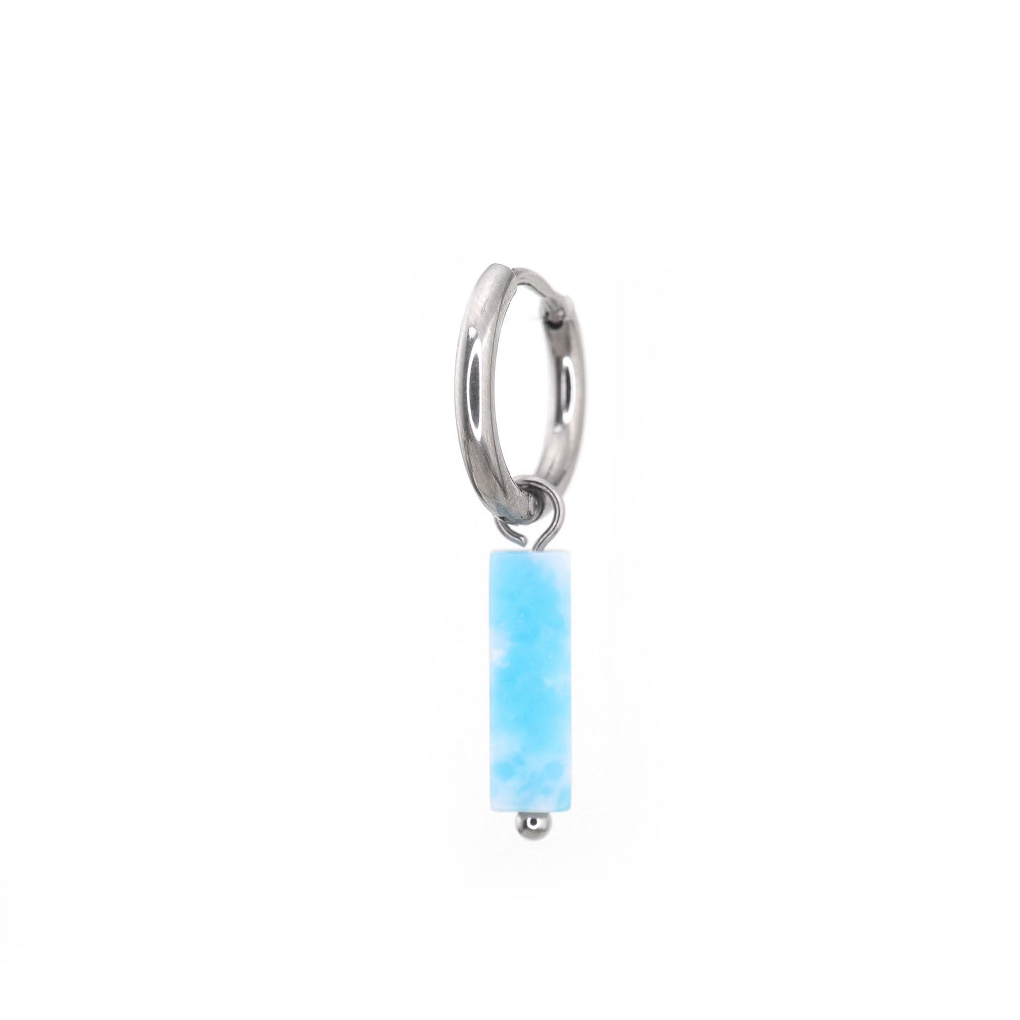 Blue Simulated Jade stainless steel Pendant Ear Ring ph1