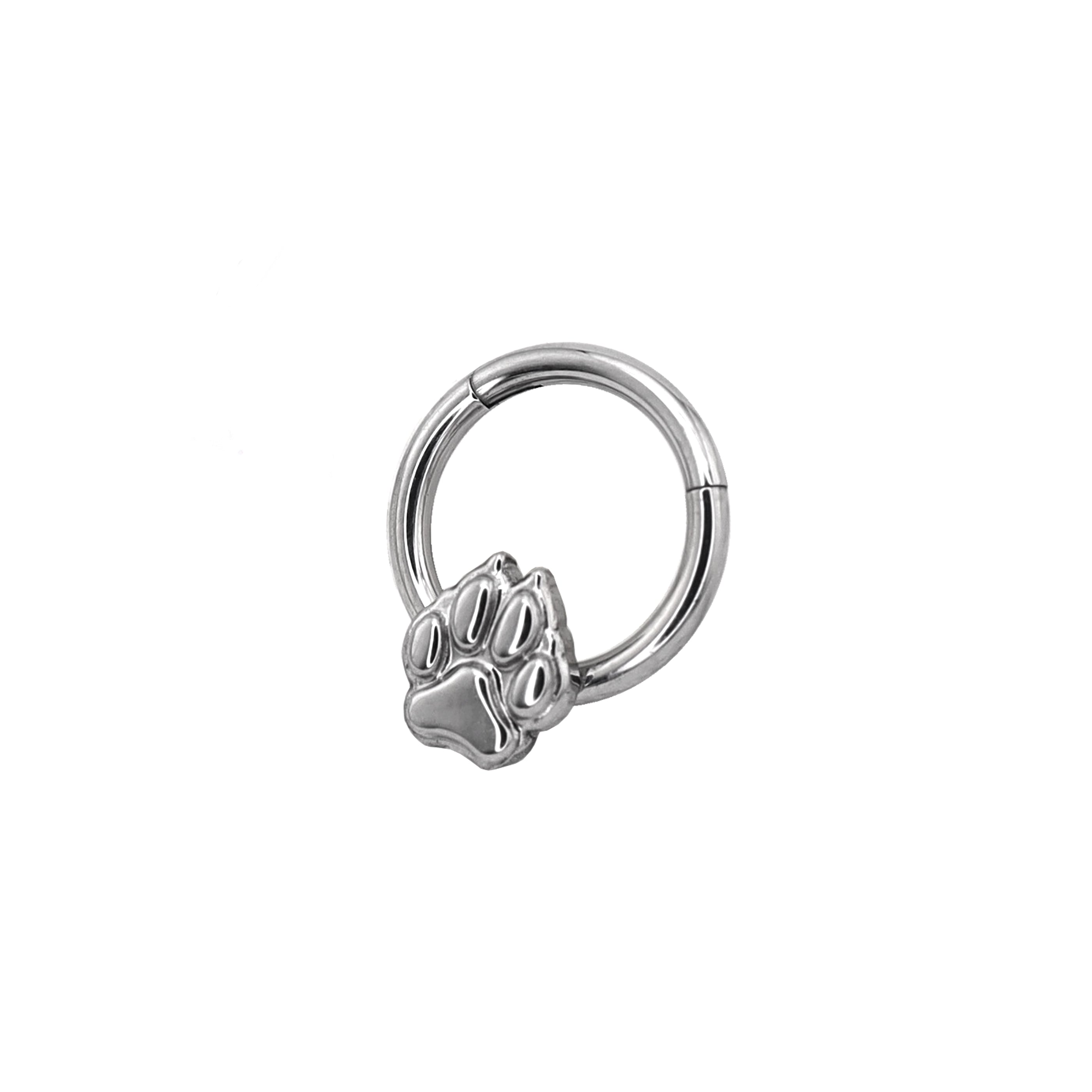 Cute Cat Paw Titanium Segment Hoop