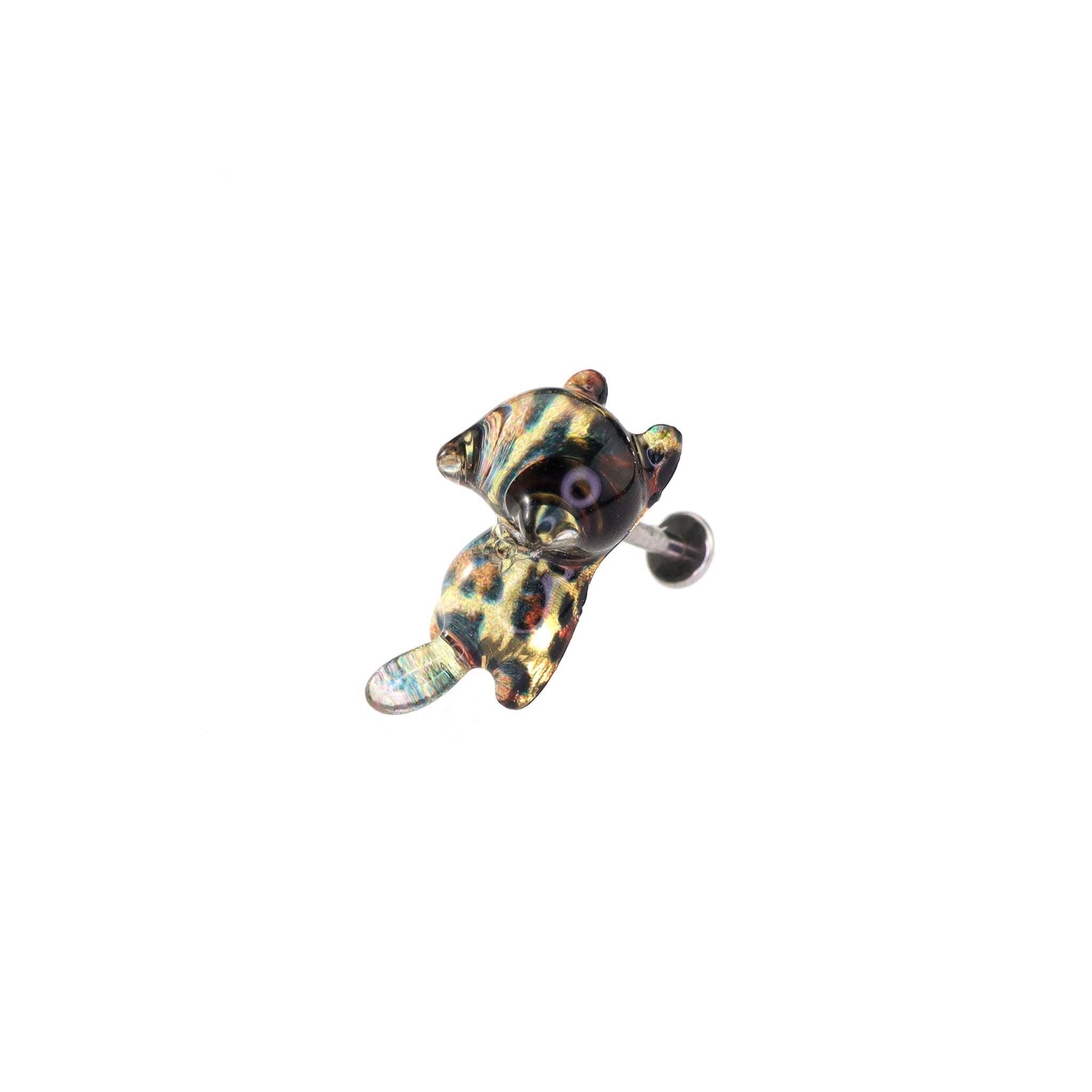 Leopard Print Orange Cat stainless steel Internally Threaded studs