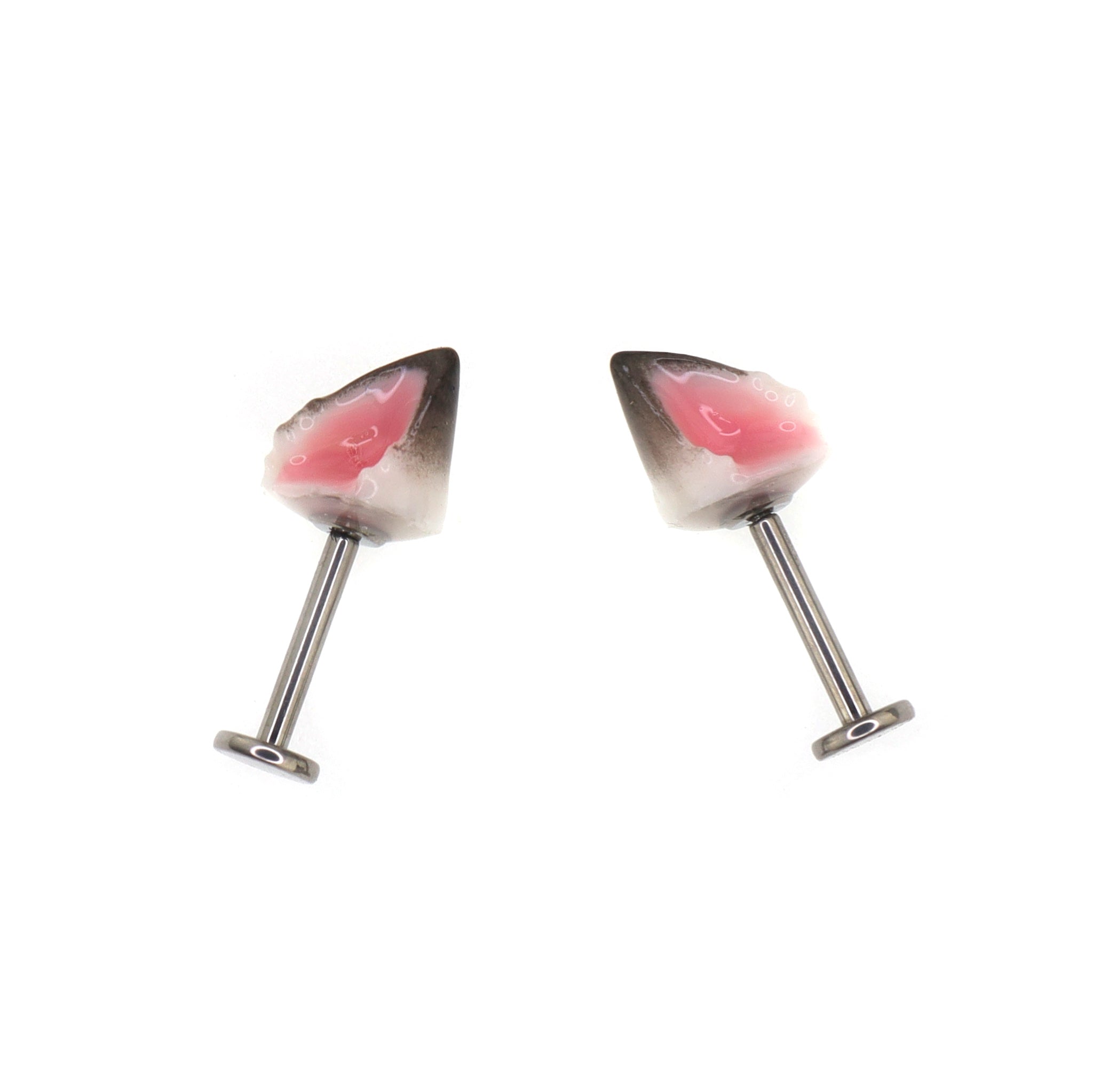 PAIR OF Wolf Ear Internally Threaded Titanium Stud ph1