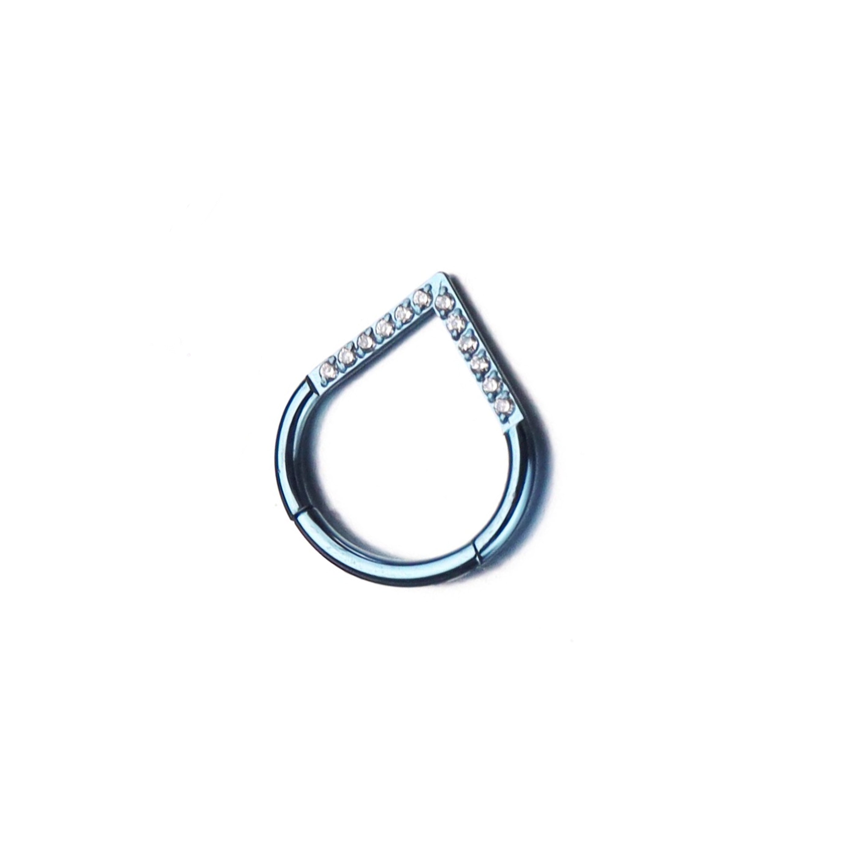 Teardrop CZ Titanium Segment Hoop