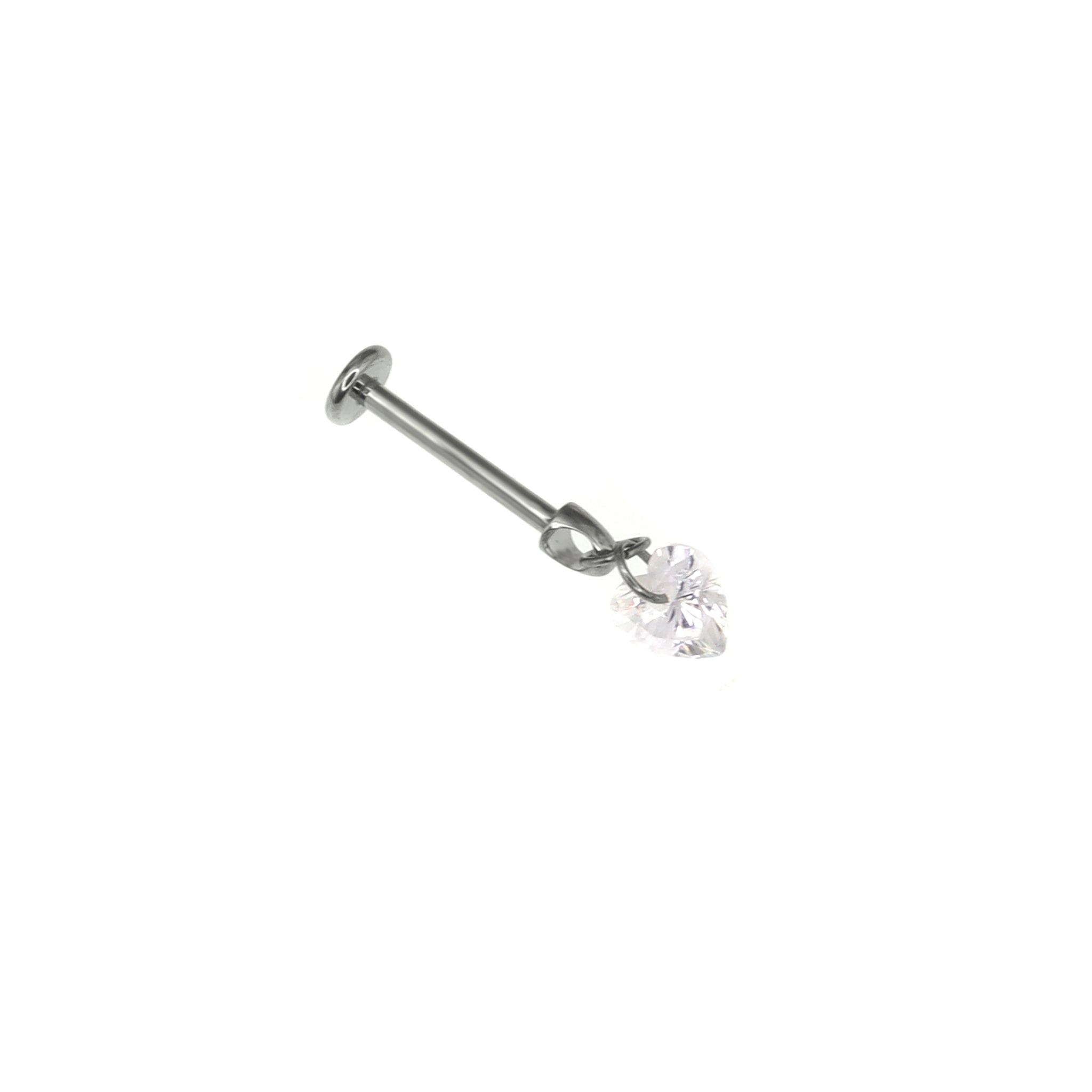 Rainbow Heart CZ Pendant Internally Threaded Titanium Studs