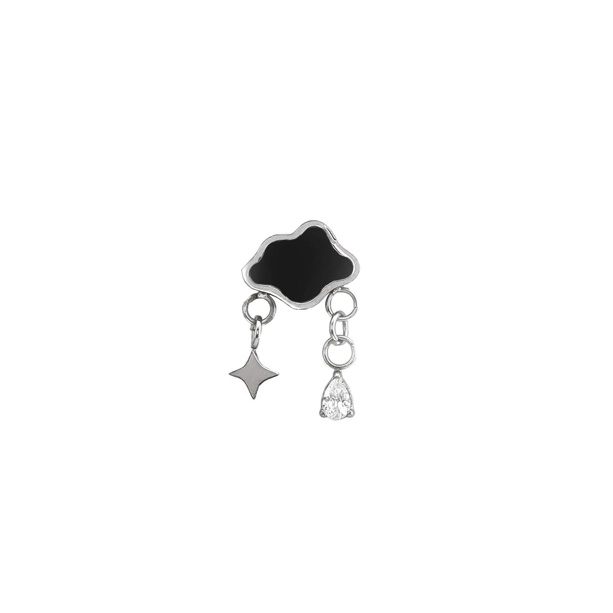 16G Black & White Cloud Dangle Stainless Steel Ear Studs ph2
