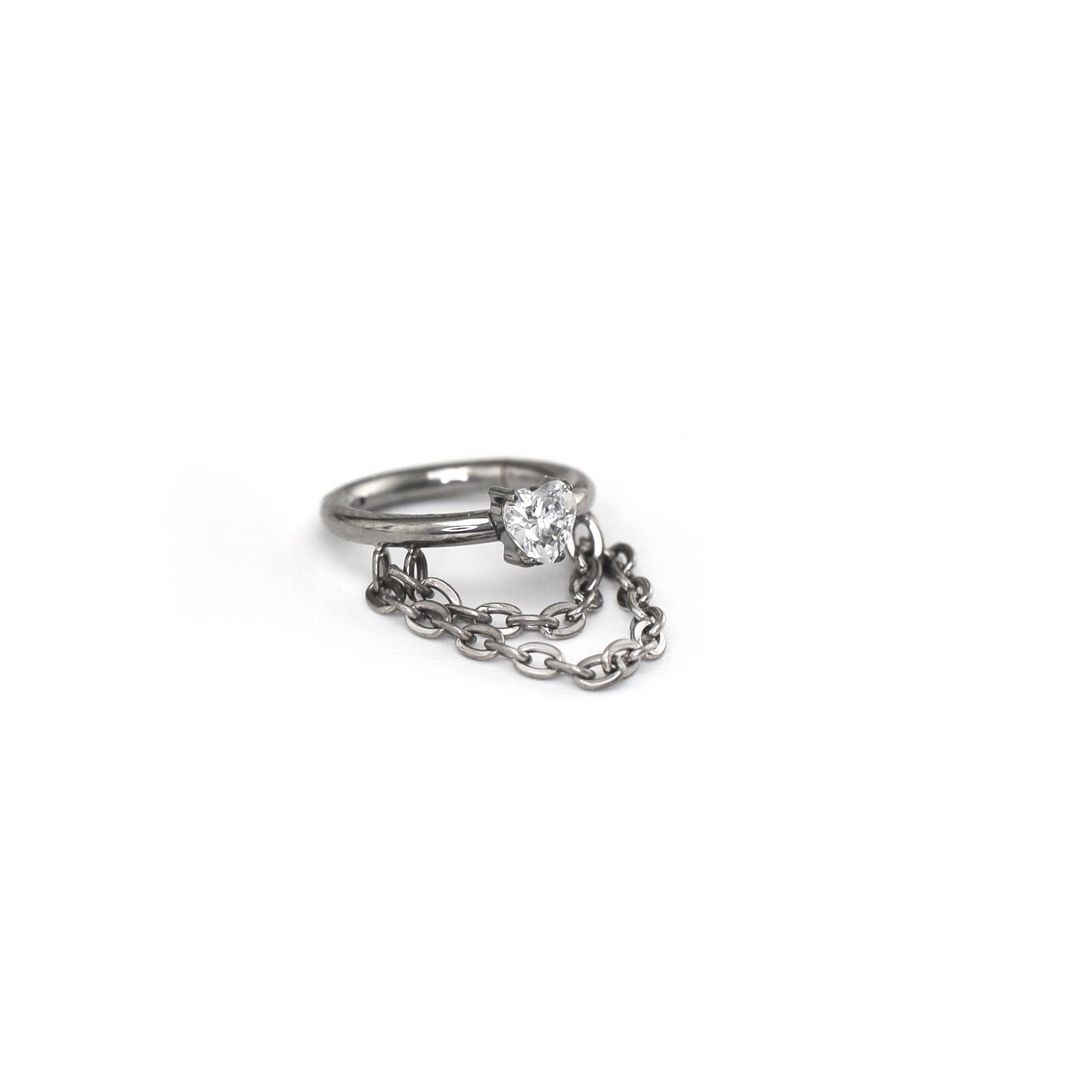 Heart-shaped CZ Chains Segment Hoop