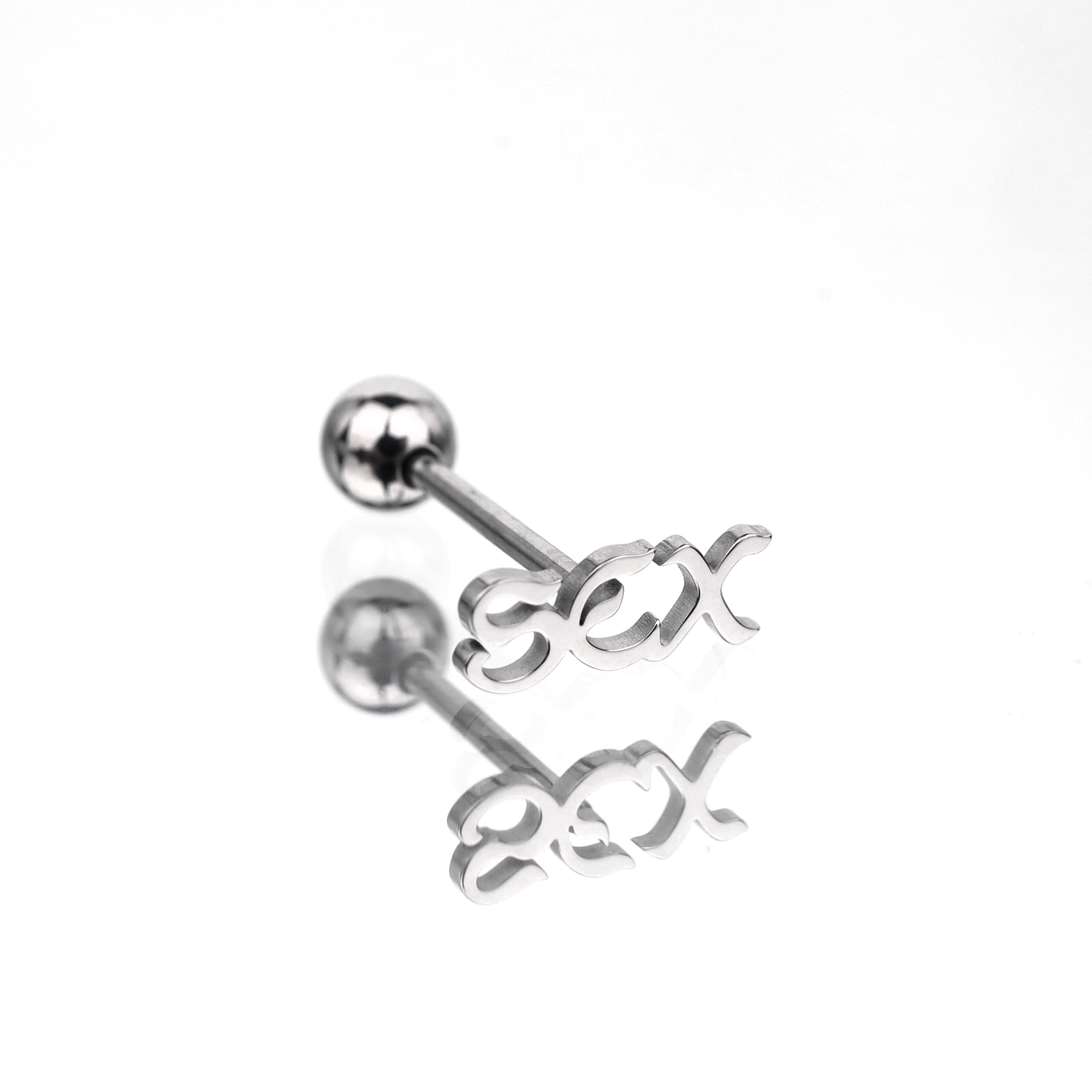 "SEX" Text Stainless Steel Tongue Stud