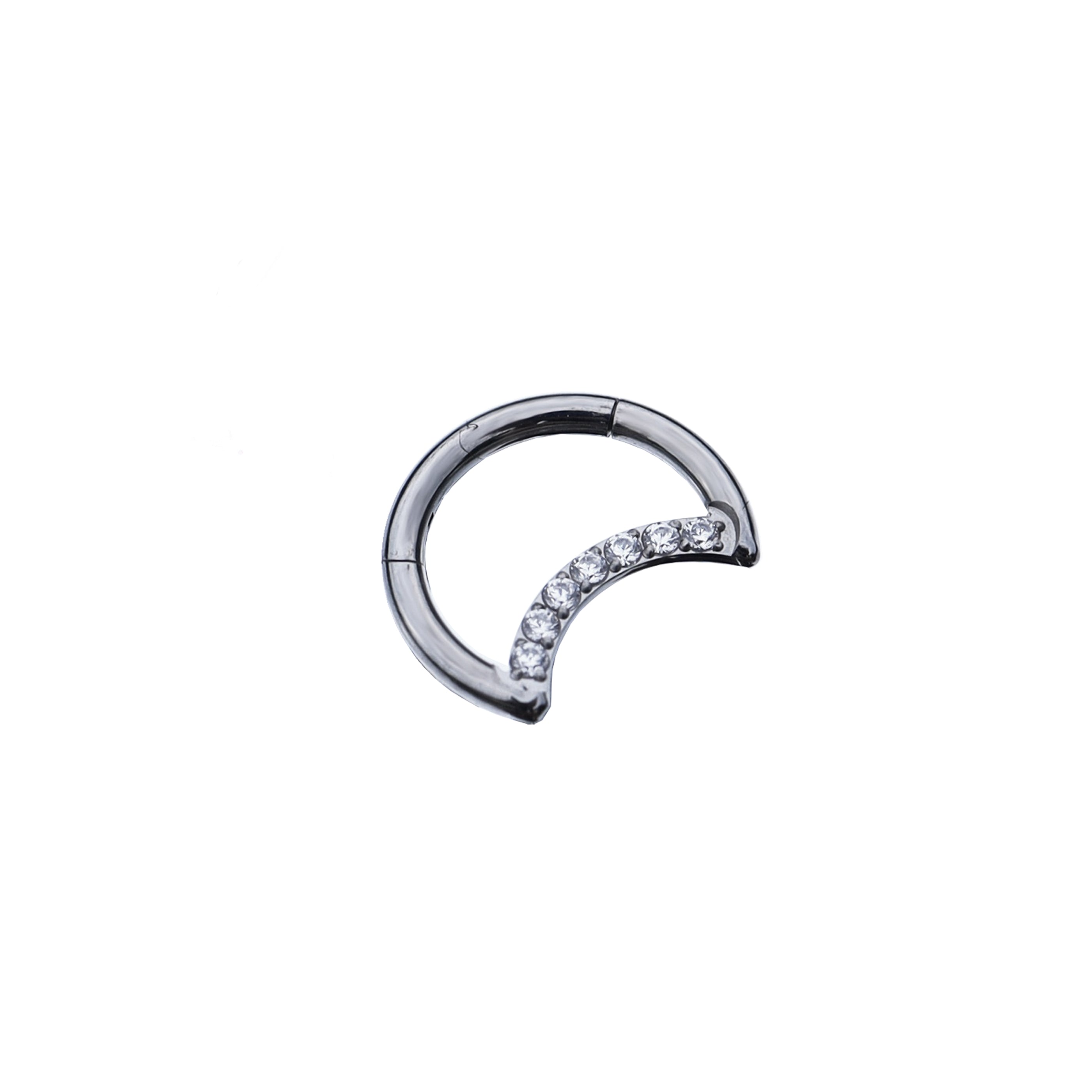 16G Moon CZ Titanium Segment Hoop