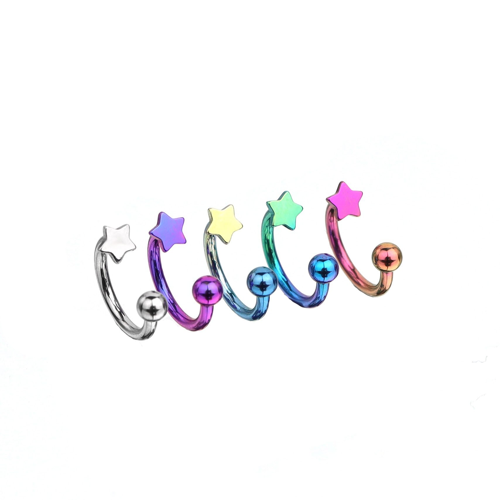 16G Star Titanium Internally Threaded Horseshoe Ring
