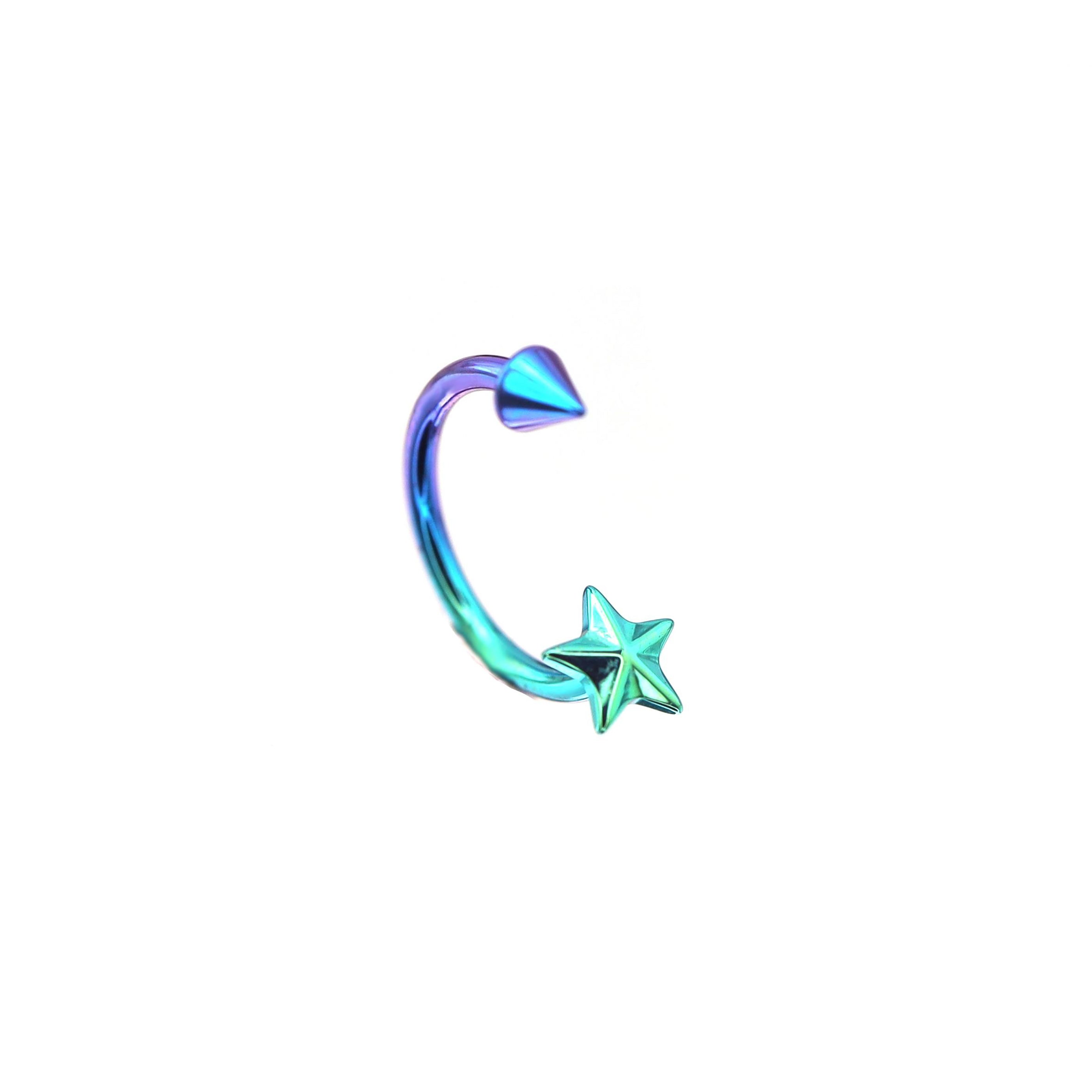 3D Star Spike Titanium Horseshoe ring