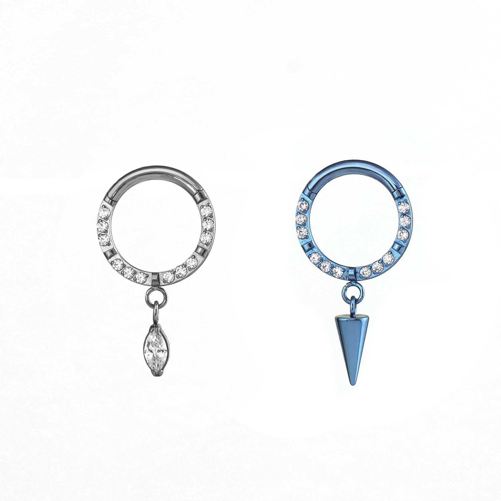 16G CZ Pendant Titanium Septum Ring