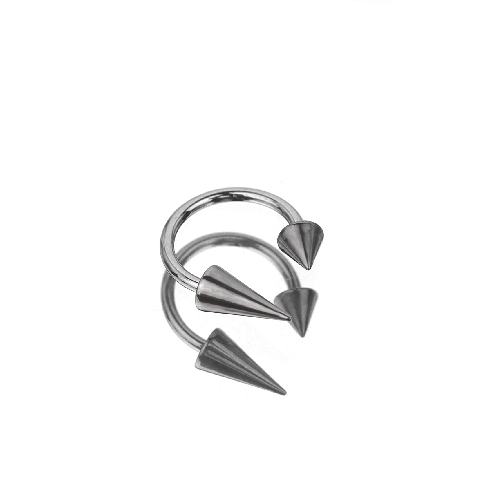 Spike and Ball Ends Horseshoe Lip Ring