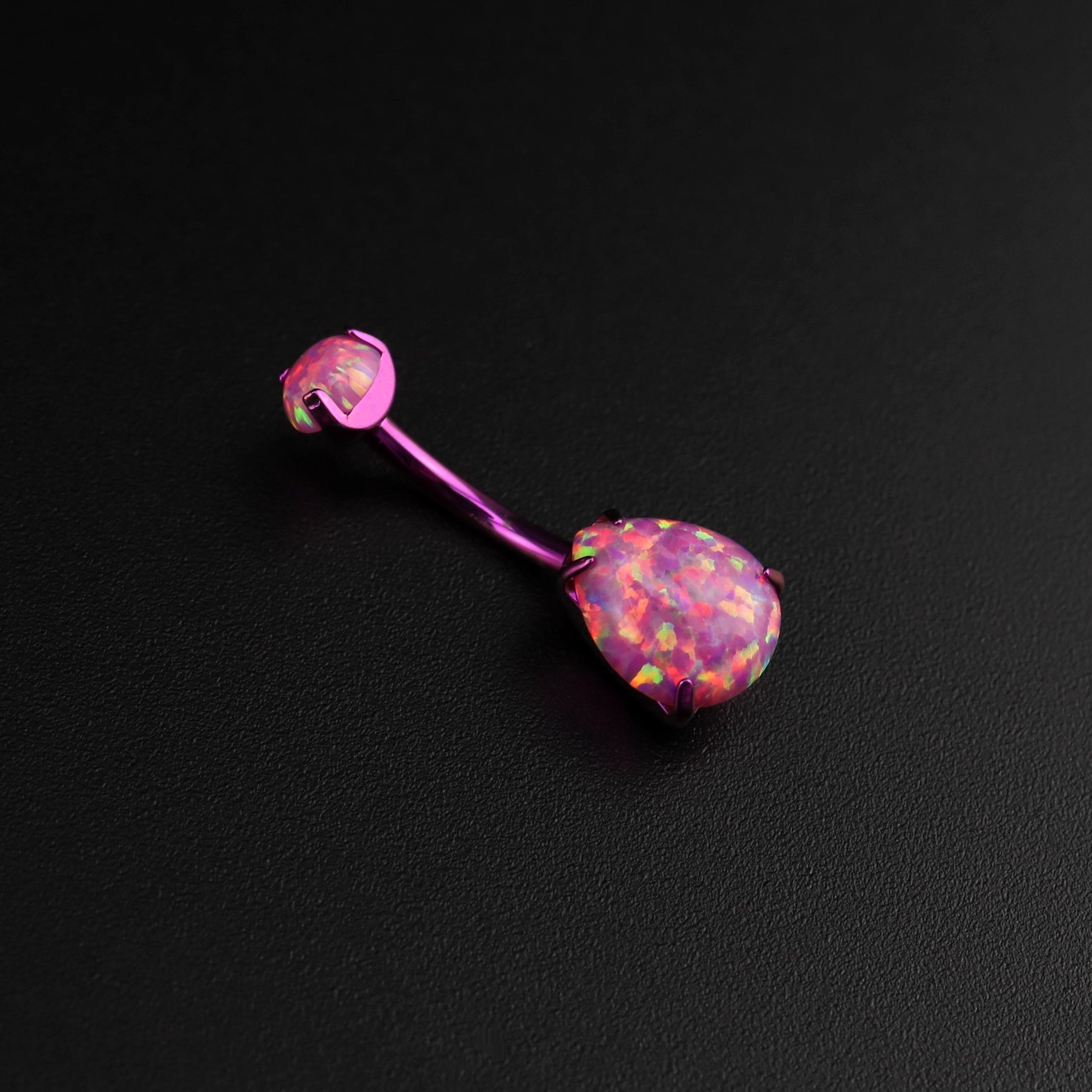 Teardrop Opal Titanium Belly Ring