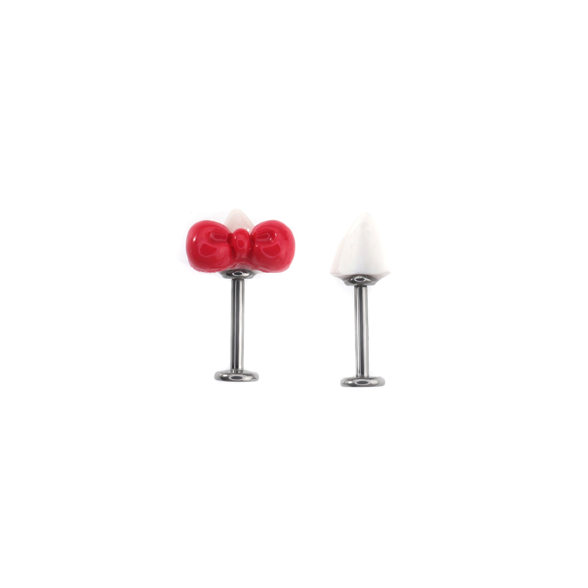 Cute Kitty Bow Titanium Helix Studs