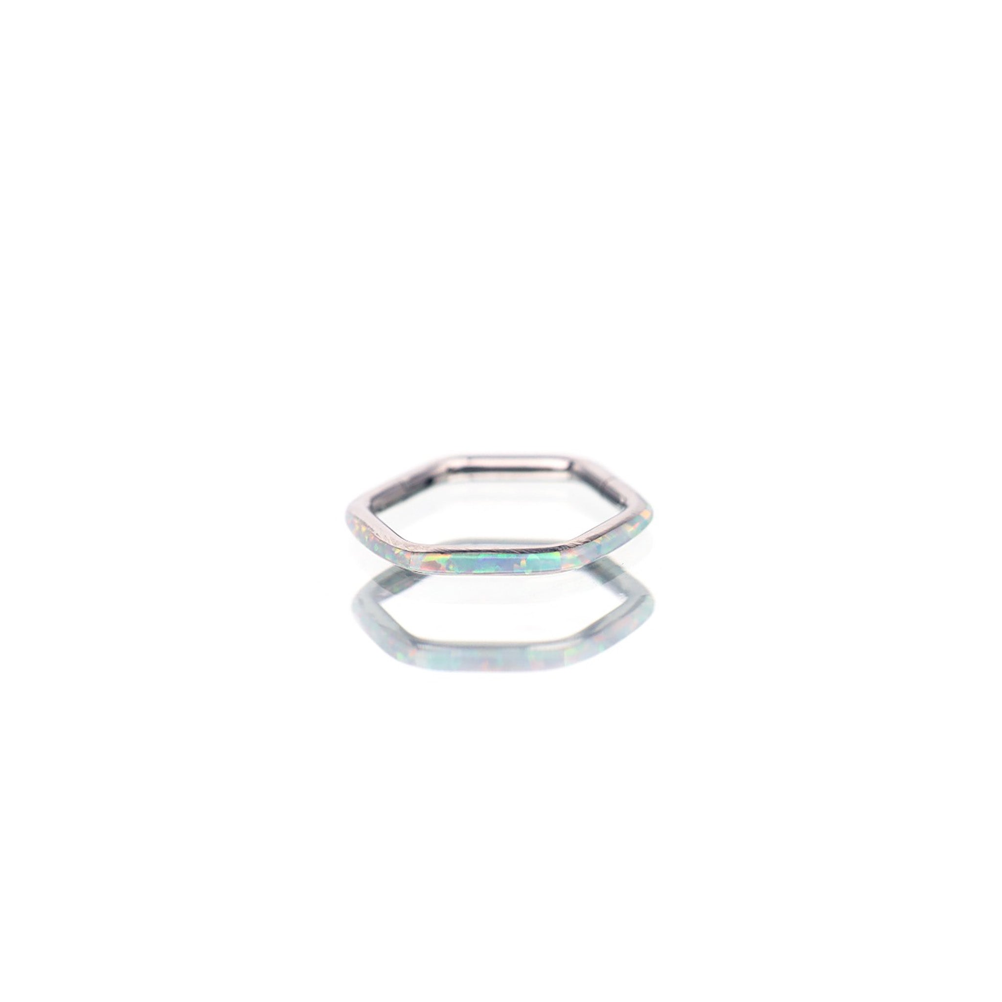 Hexagon Opal Stainless Steel CZ Ring ph2 未完成