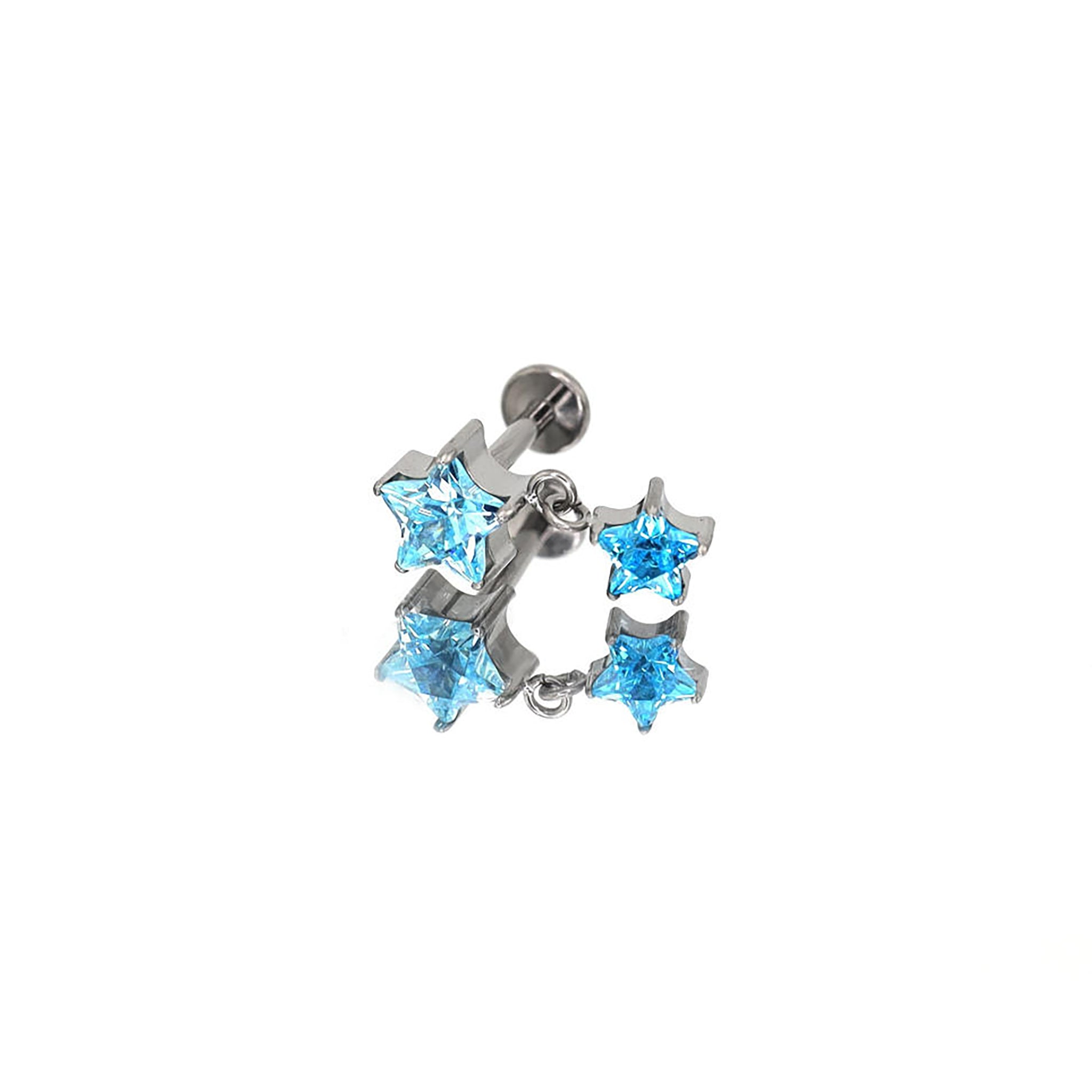 Double Star CZ Titanium Pendant Stud