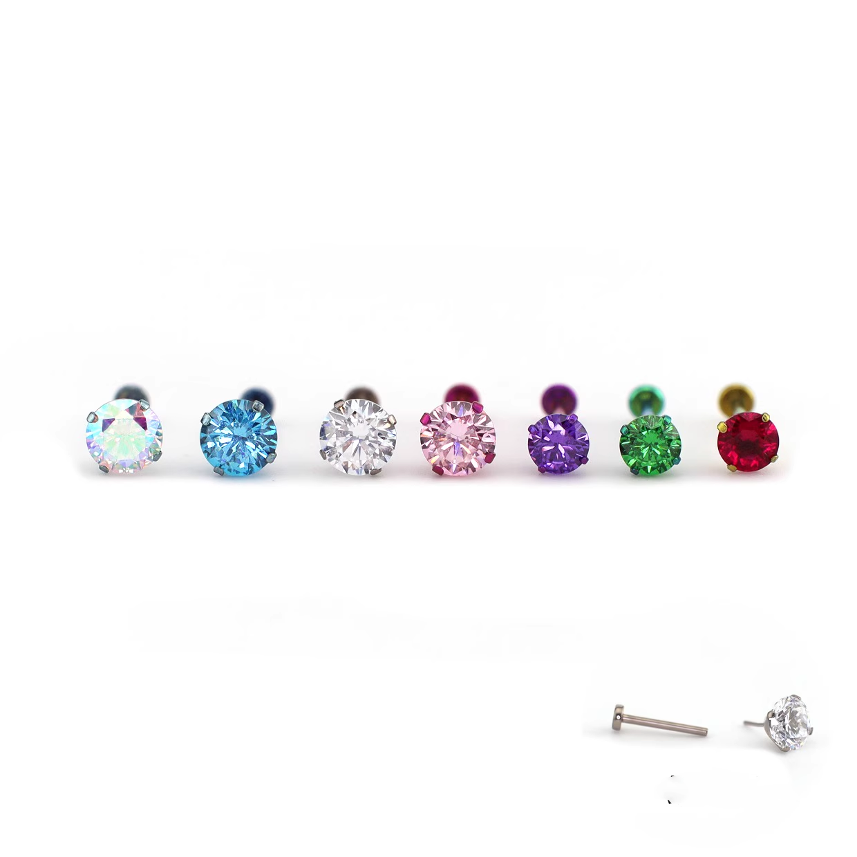 Titanium CZ Threadless Pin