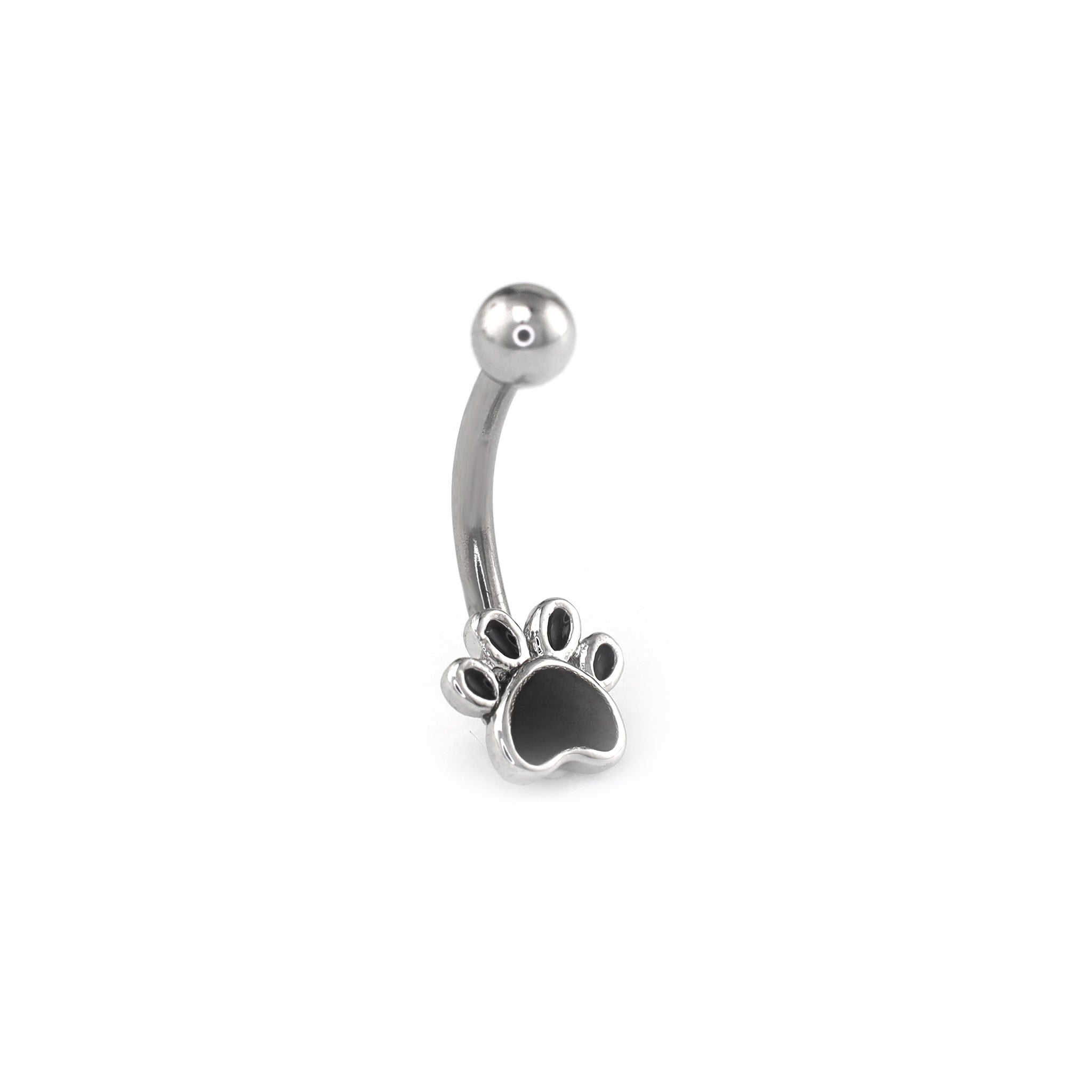 Black Epoxy Cat Paw Stainless Steel Rook Jewelry