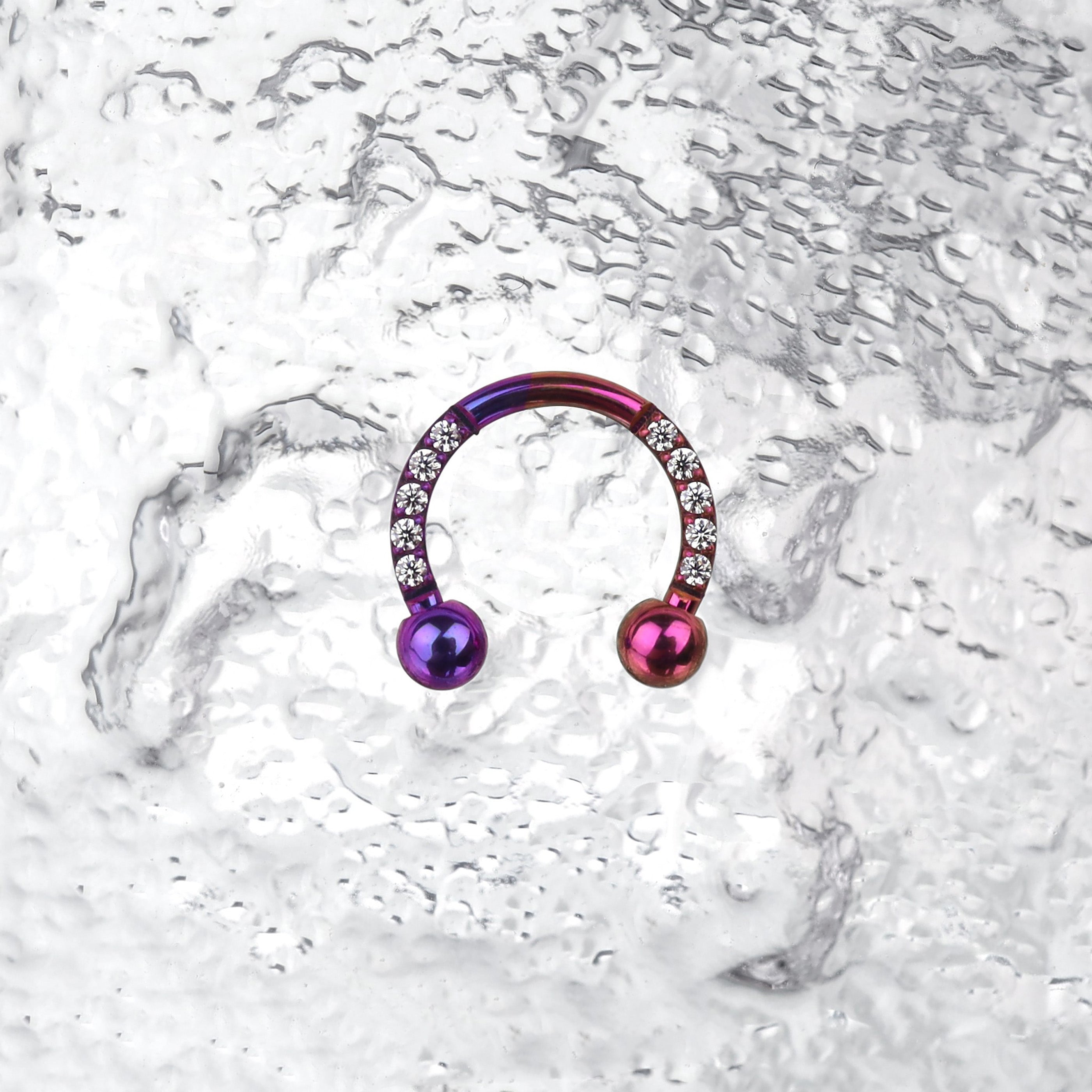 16G CZ Titanium Horseshoe Ring