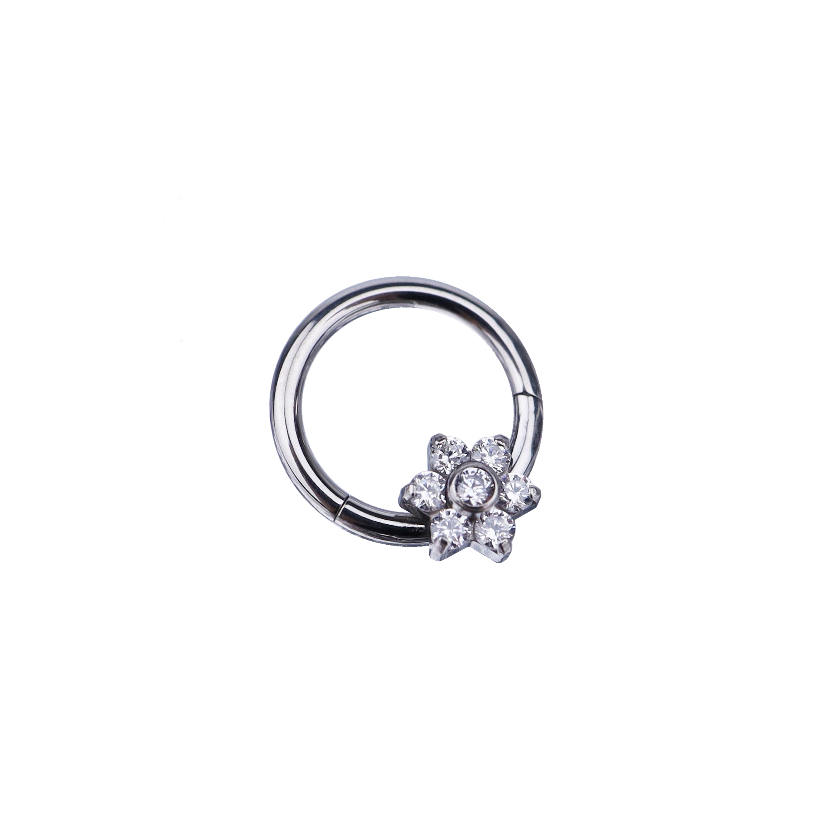 Floral CZ Titanium Segment Hoop