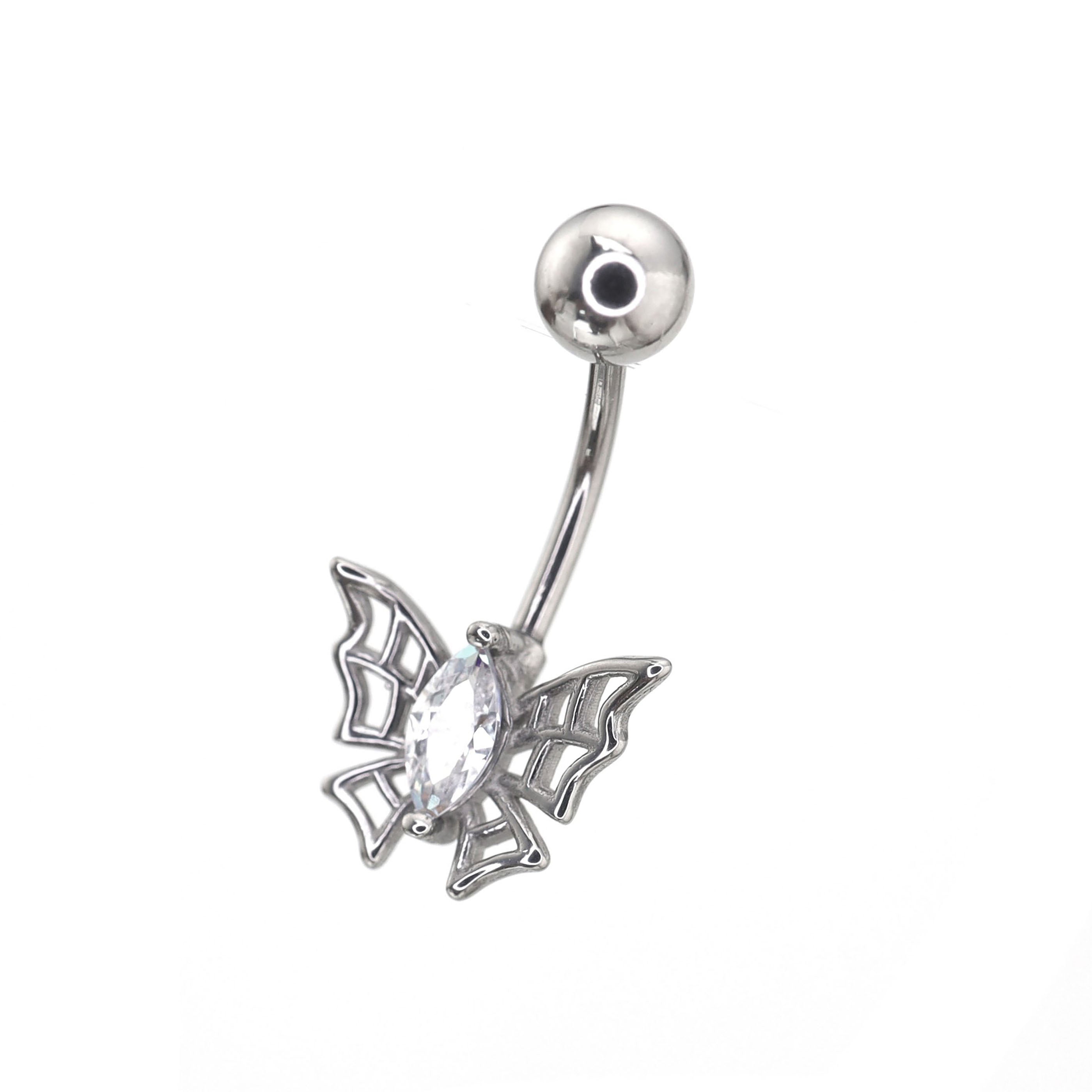 Butterfly Spider Web CZ  Belly Ring