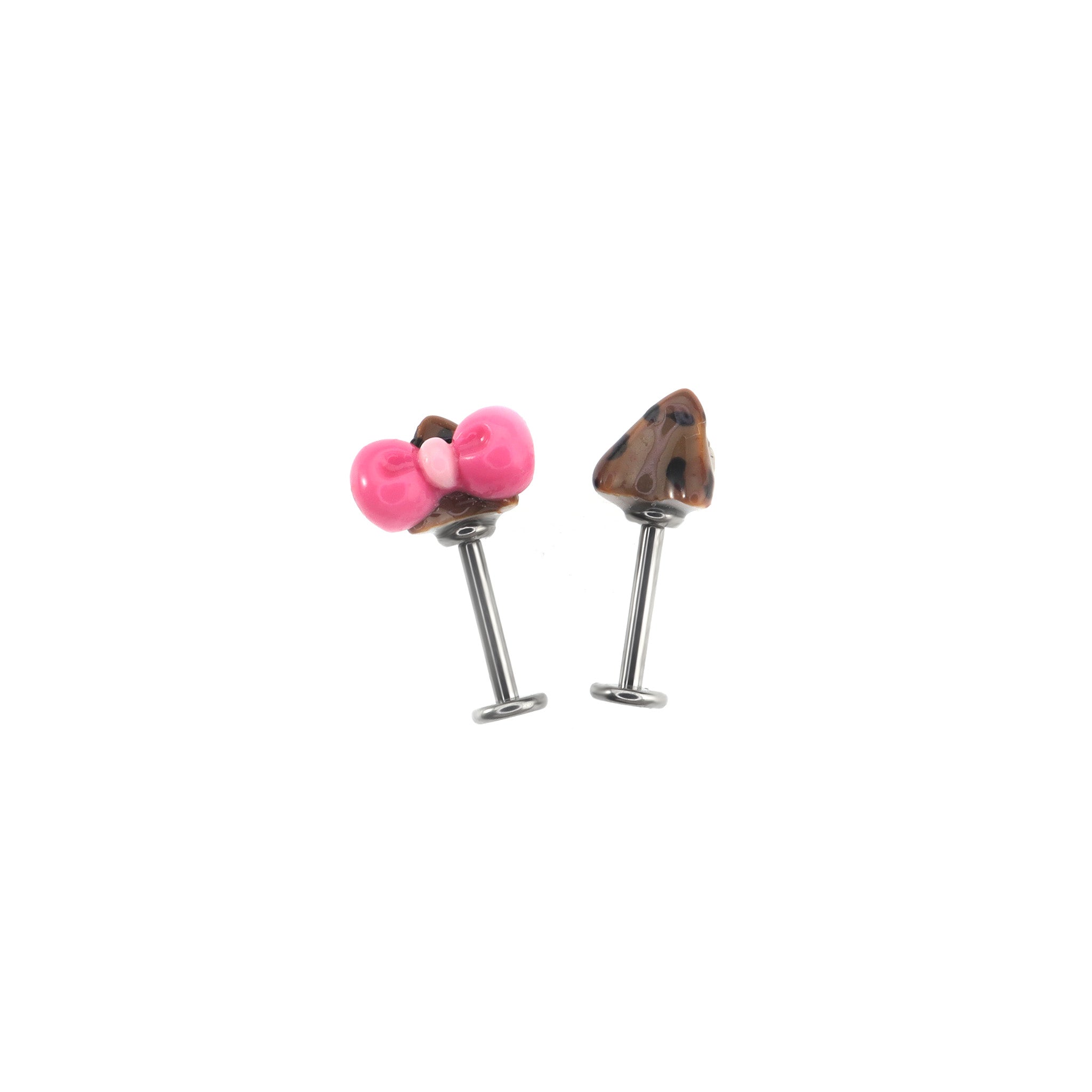 Bow Leopard Print Titanium Helix Studs