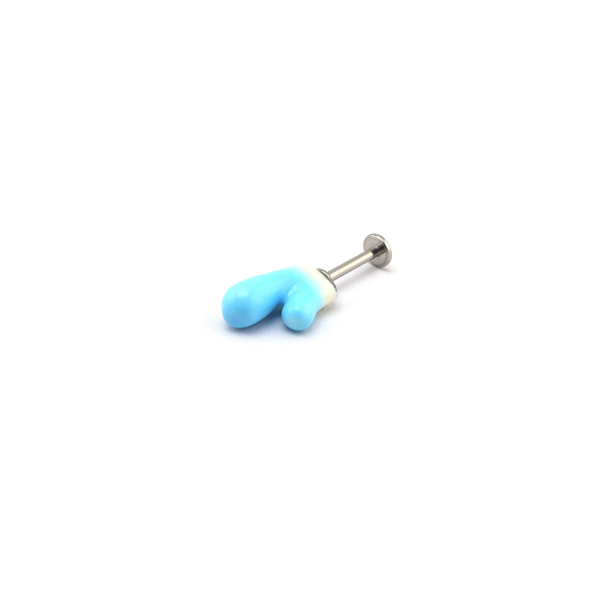 Titanium Alloy Blue Resin Deer Antler Ear Stud