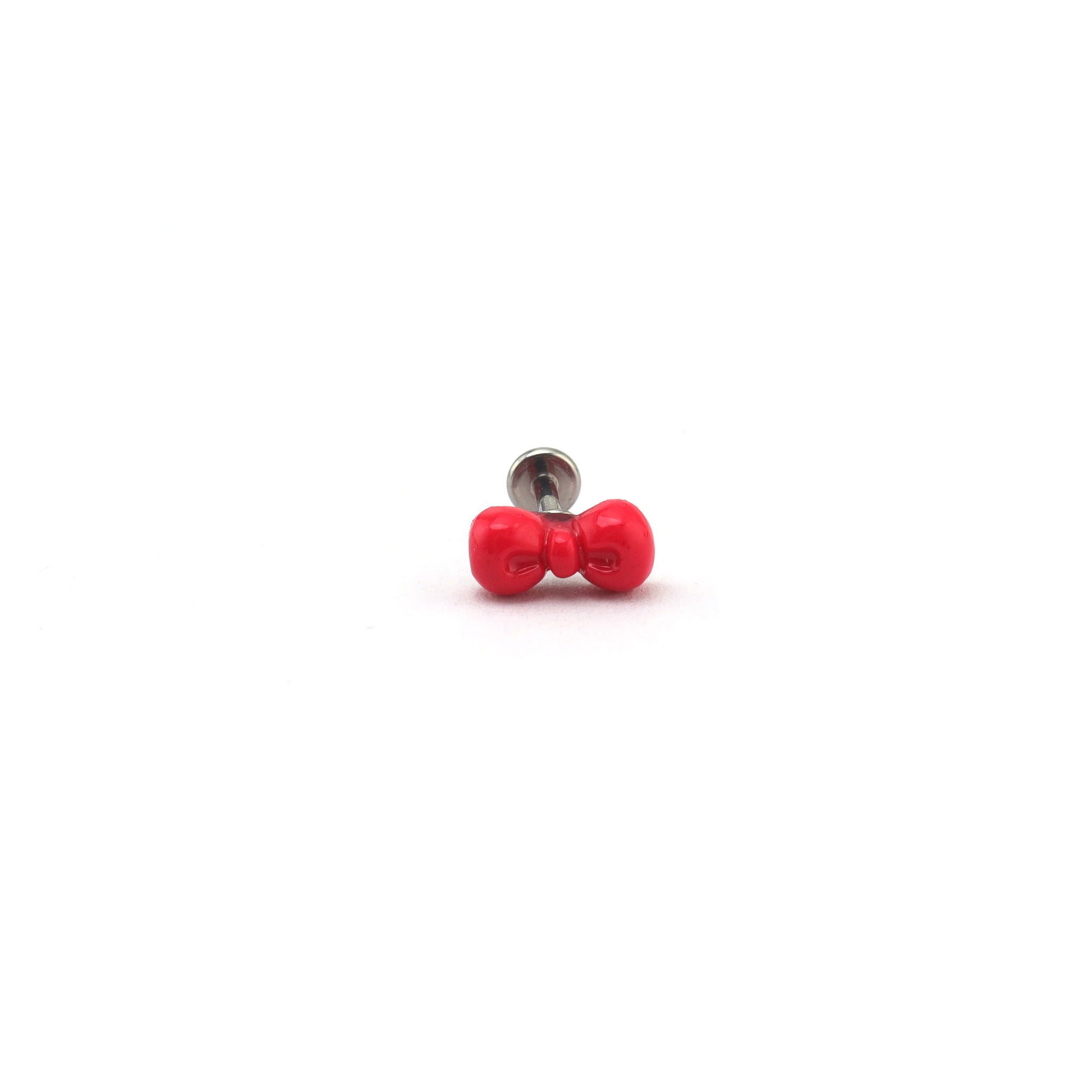 Titanium Alloy Red Resin Bow Ear Stud