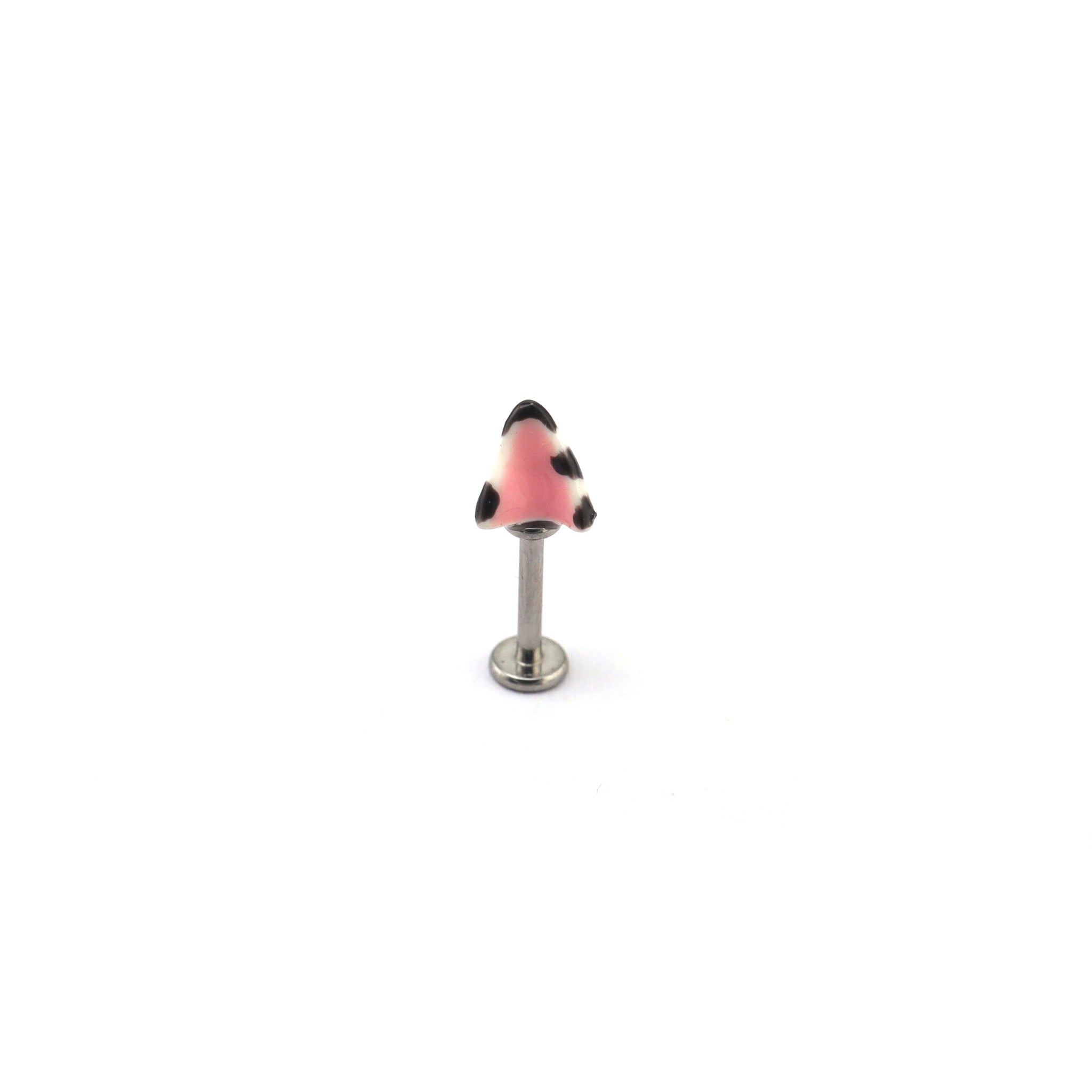 Titanium Alloy Black & White Leopard Print Cat Ear Stud