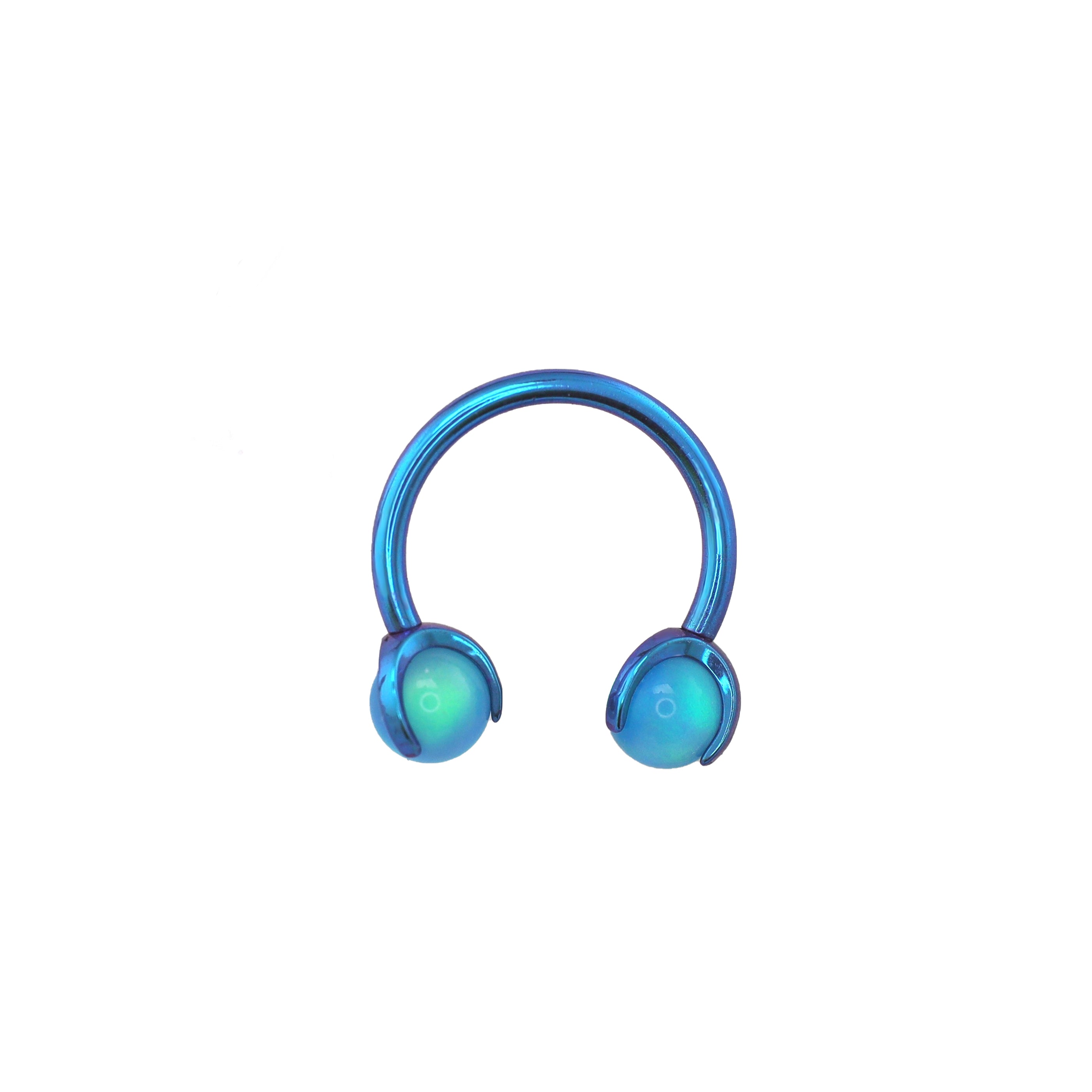 Opal internally threaded Titanium Horseshoe Ring