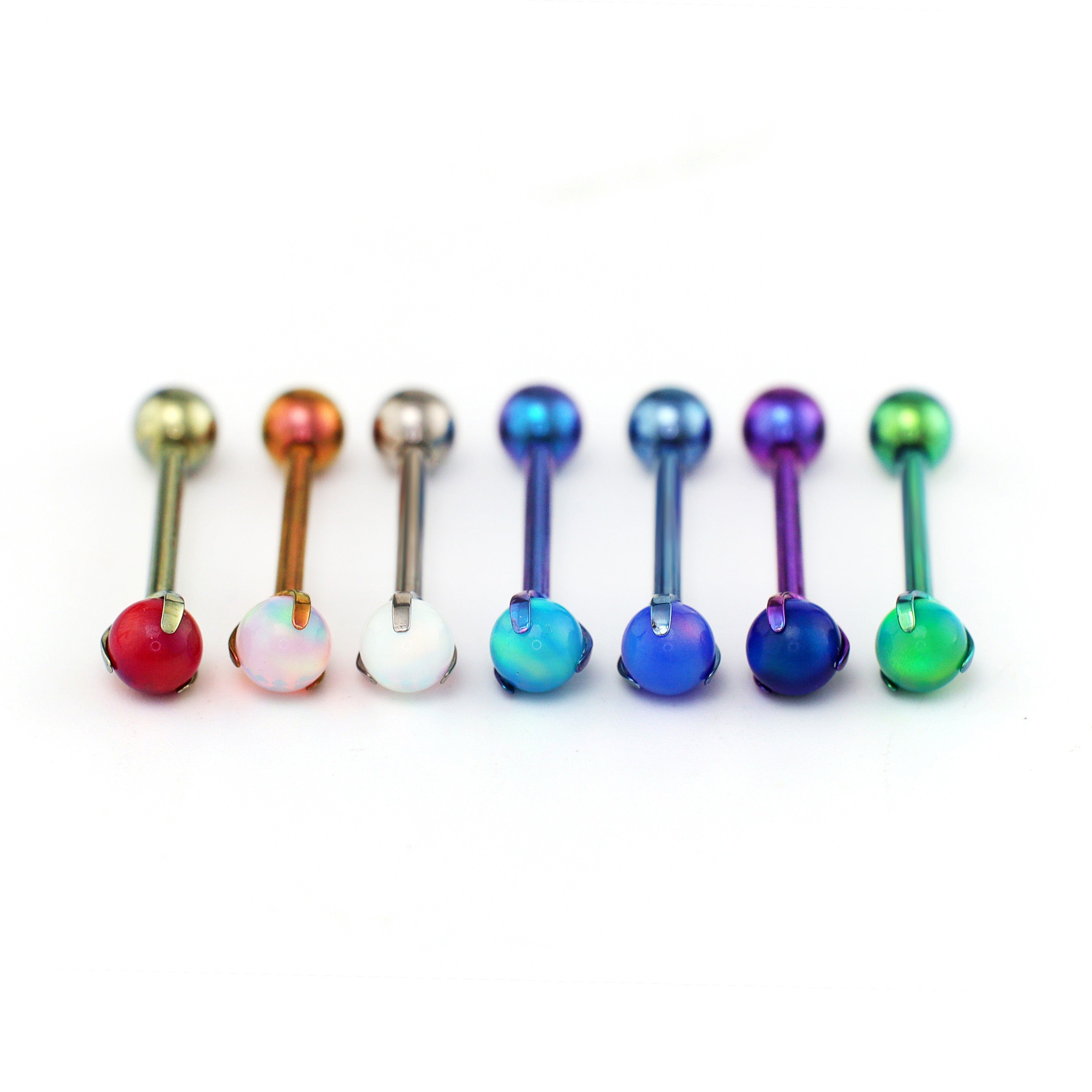 Claw Set Opal Internally Threaded Titanium barbell stud