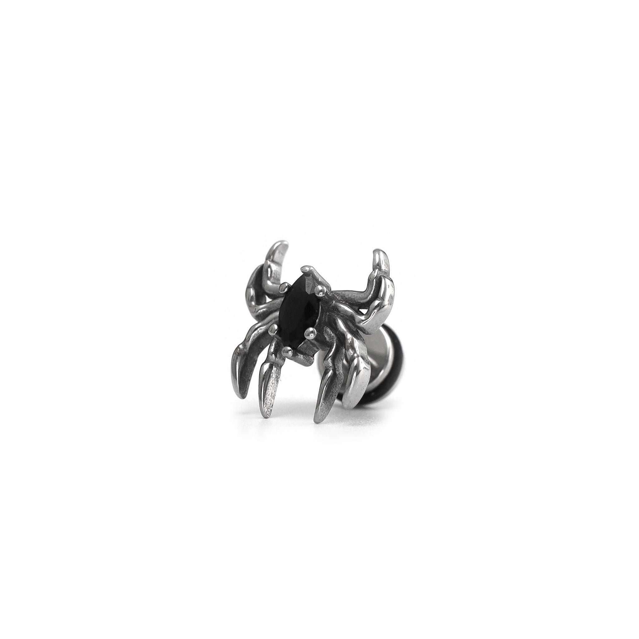 3D Black CZ Spider Stainless Steel Ear Studs ph2