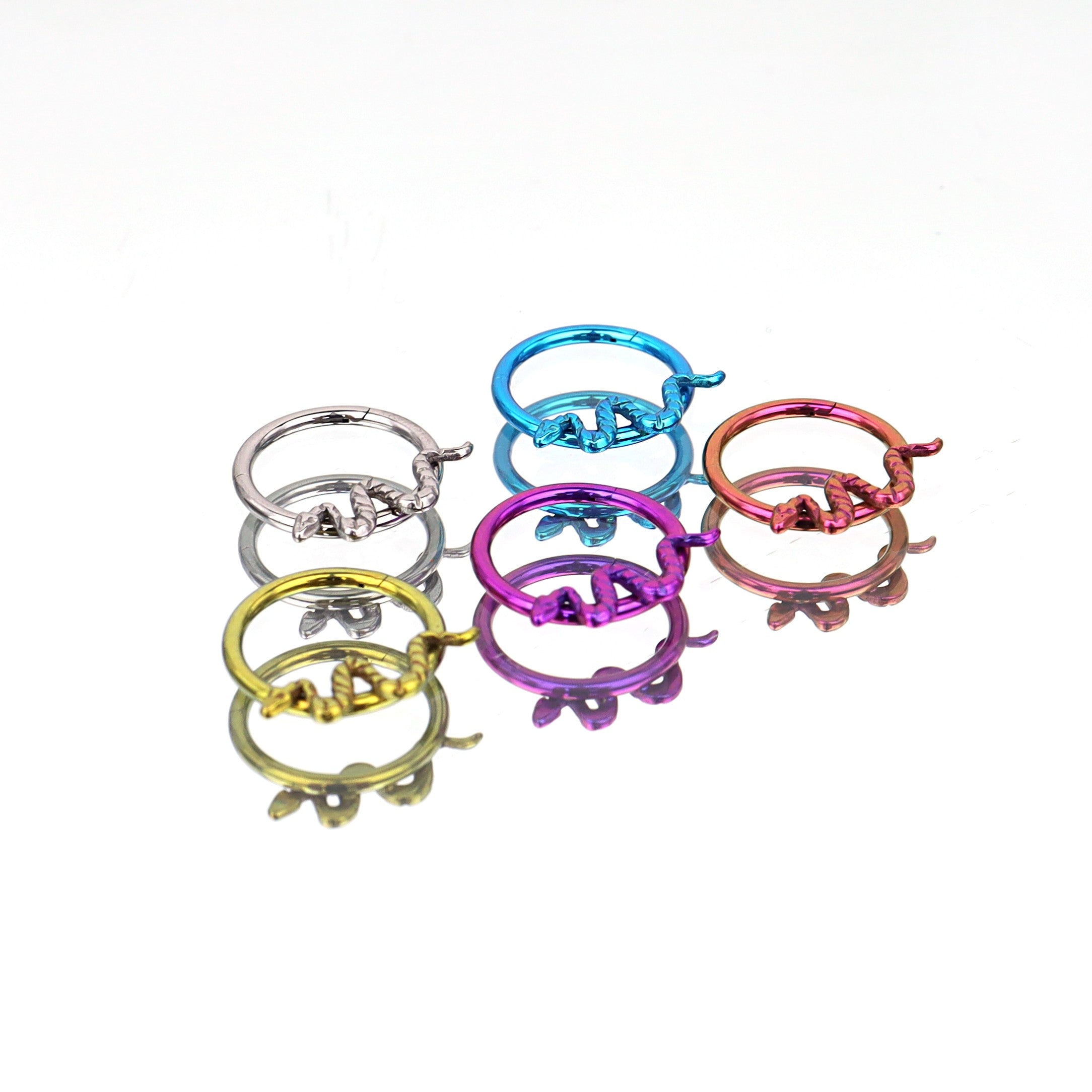 Engraved Serpent Titanium Segment Hoop