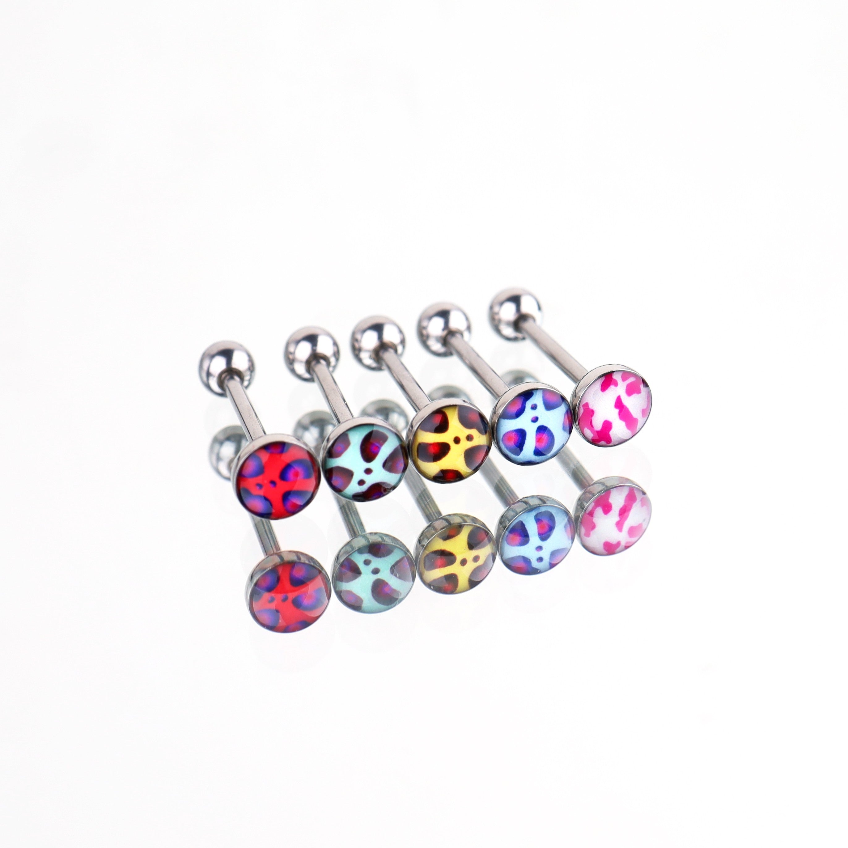 Leopard Print Oil Slick Tongue Stud