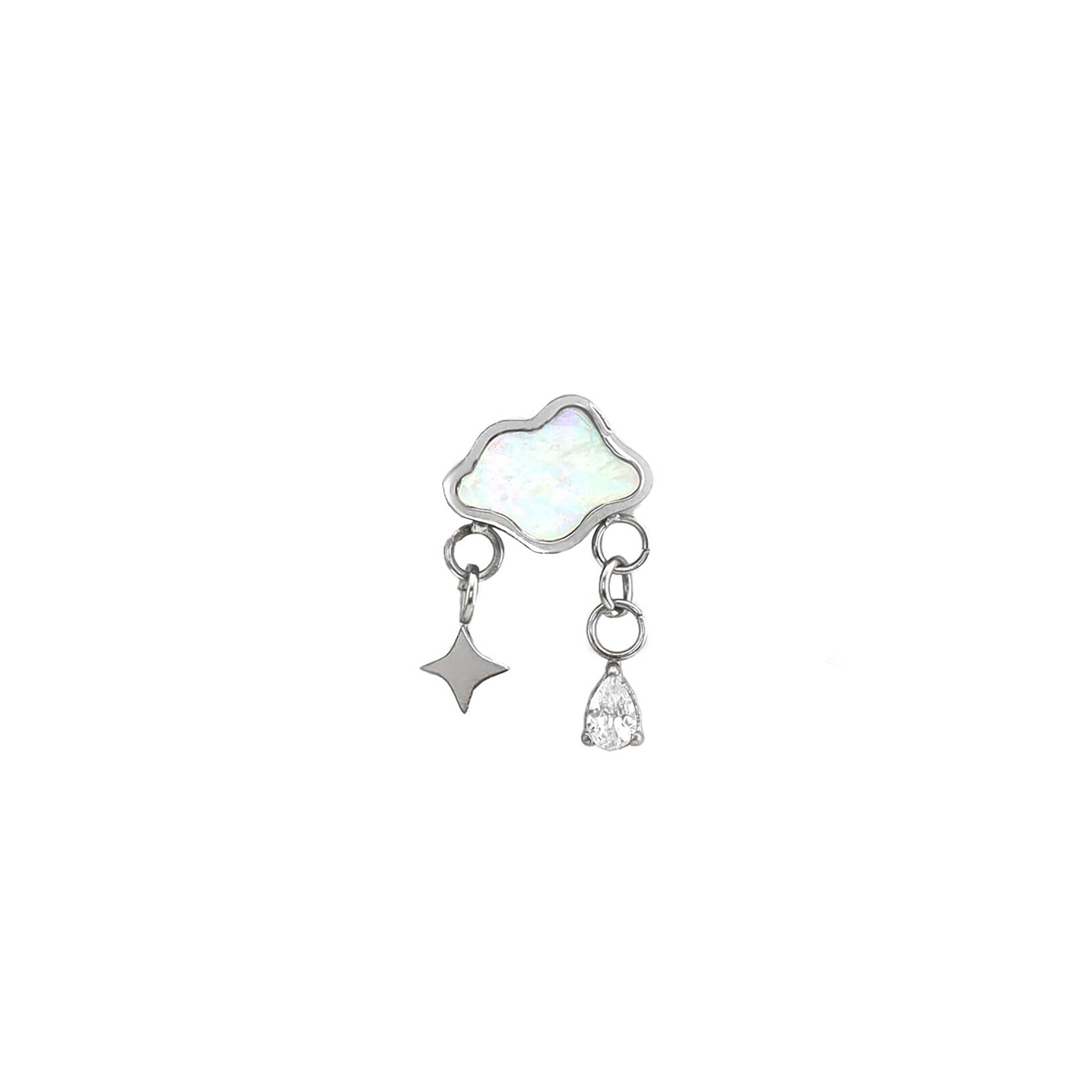 16G Black & White Cloud Dangle Stainless Steel Ear Studs ph2
