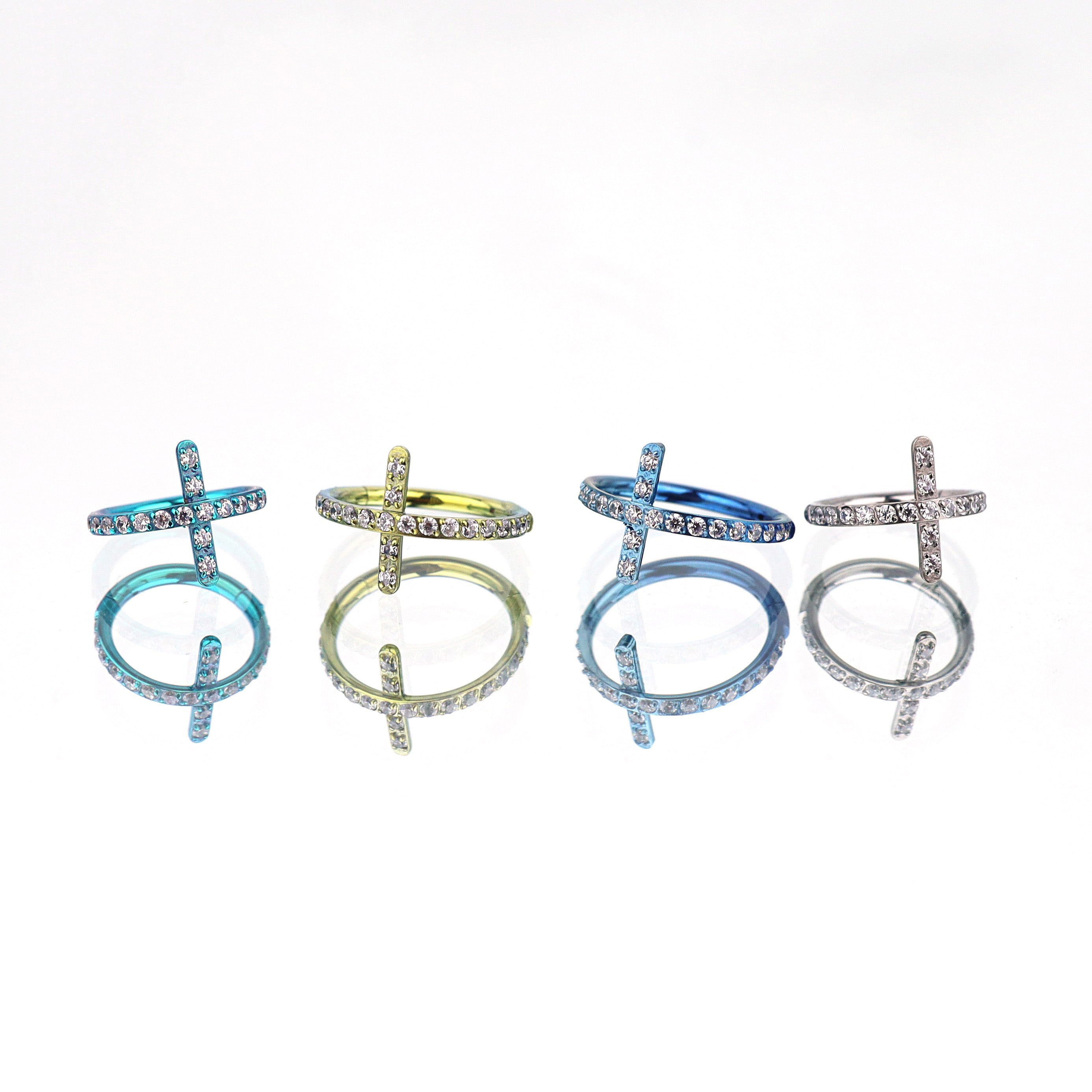Cross CZ Titanium Segment Hoop