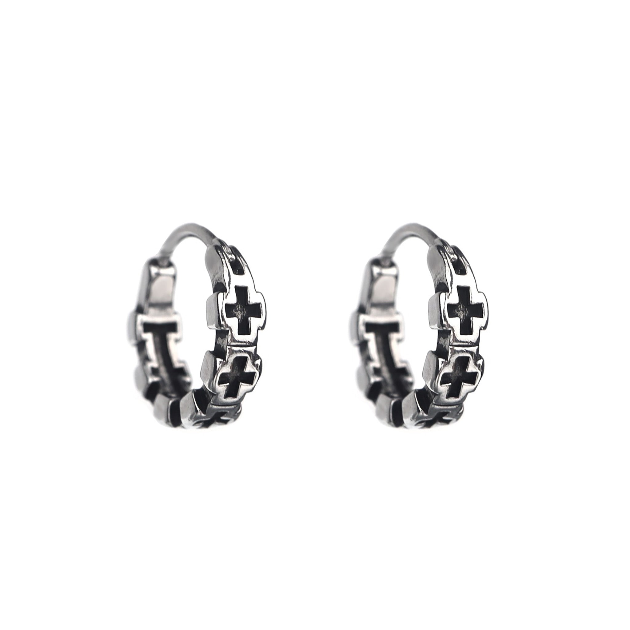 Epoxy Small Cross Stainless Steel Earrings